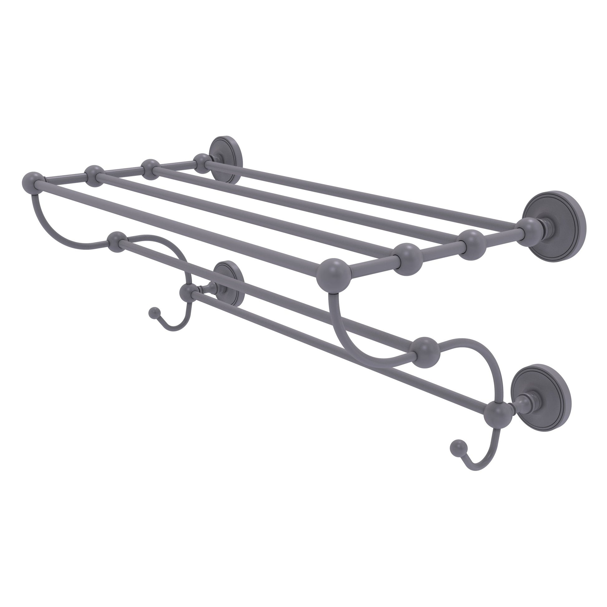 Allied Brass Prestige Regal 24" x 14" Matte Gray Solid Brass 24-Inch Train Rack Towel Shelf