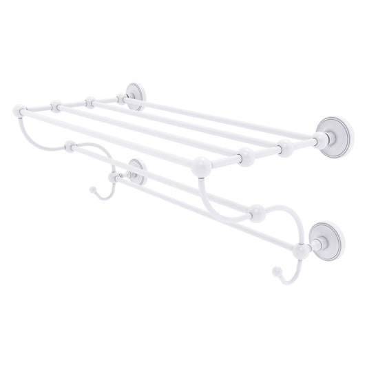 Allied Brass Prestige Regal 24" x 14" Matte White Solid Brass 24-Inch Train Rack Towel Shelf