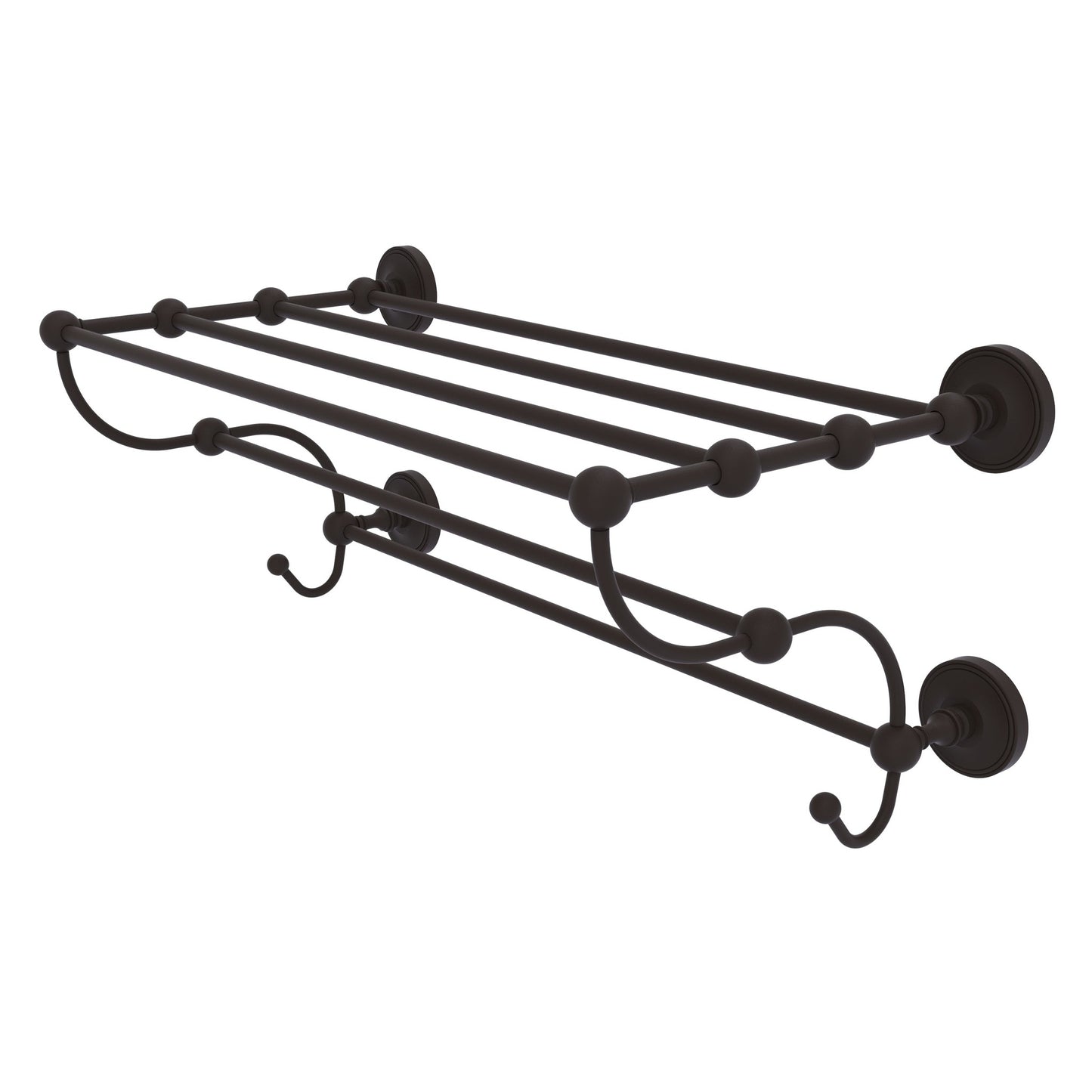 Allied Brass Prestige Regal 24" x 14" Oil Rubbed Bronze Solid Brass 24-Inch Train Rack Towel Shelf