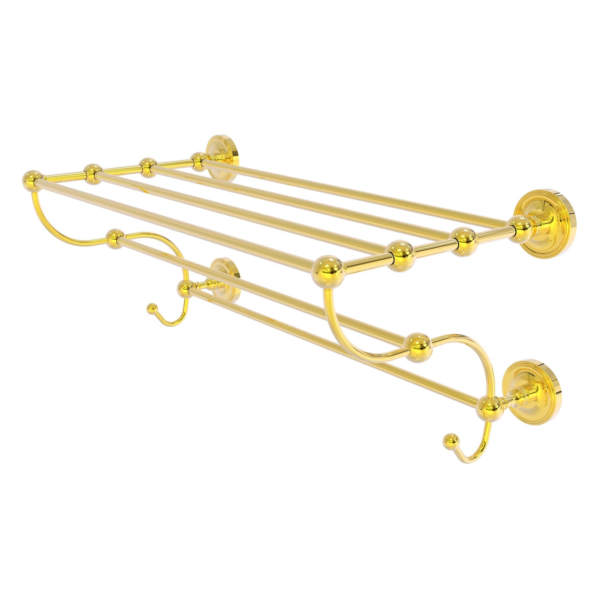 Allied Brass Prestige Regal 24" x 14" Polished Brass Solid Brass 24-Inch Train Rack Towel Shelf