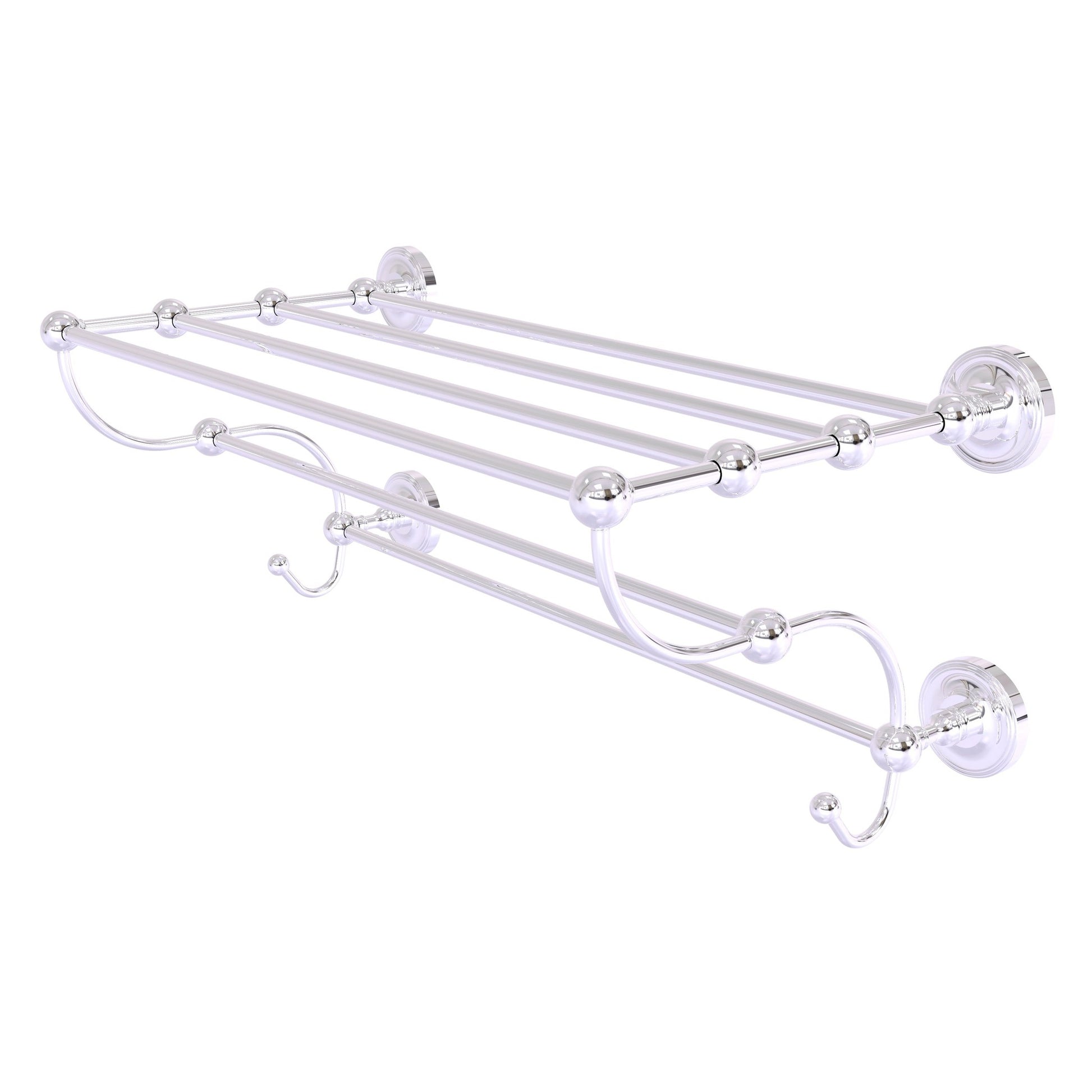 Allied Brass Prestige Regal 24" x 14" Polished Chrome Solid Brass 24-Inch Train Rack Towel Shelf