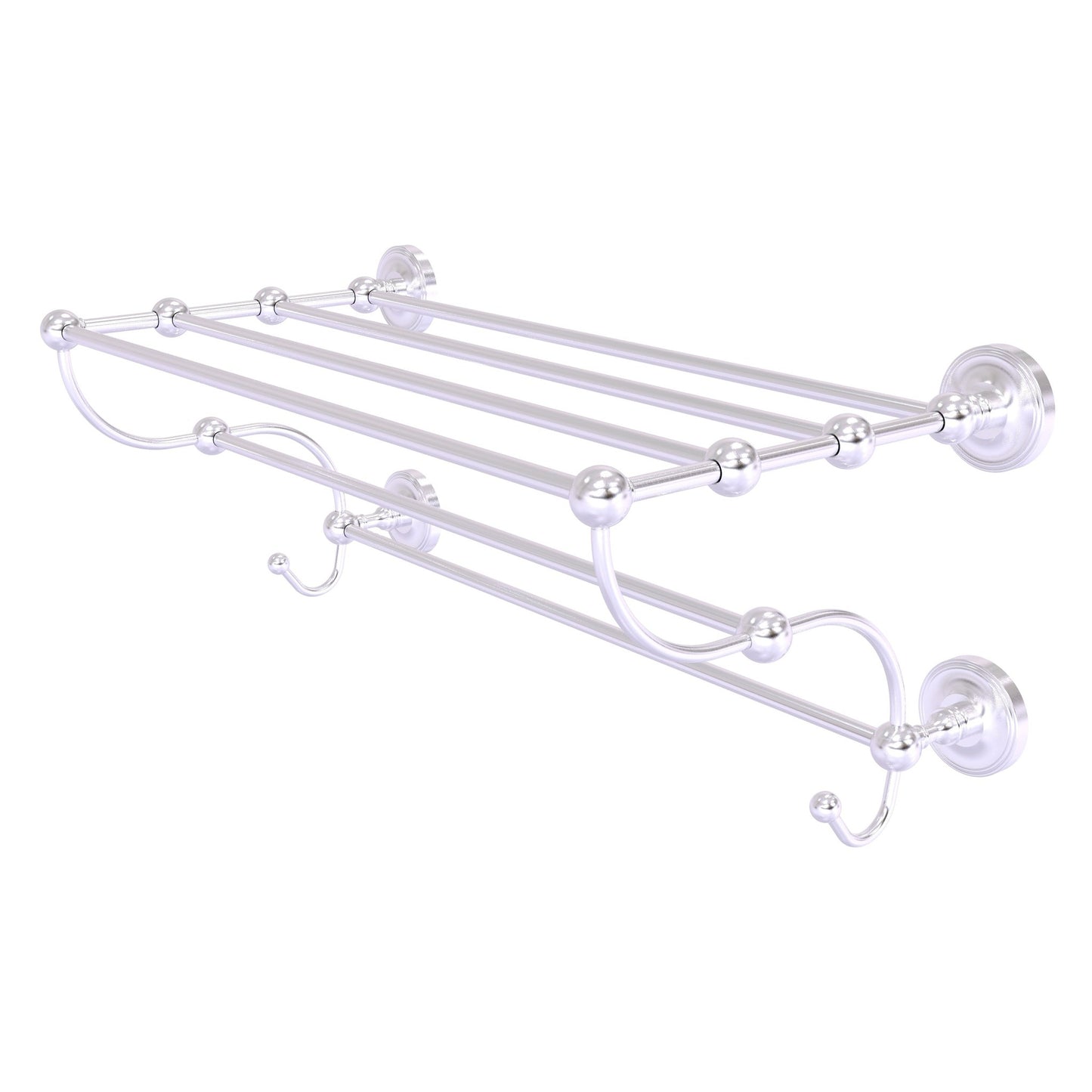 Allied Brass Prestige Regal 24" x 14" Satin Chrome Solid Brass 24-Inch Train Rack Towel Shelf