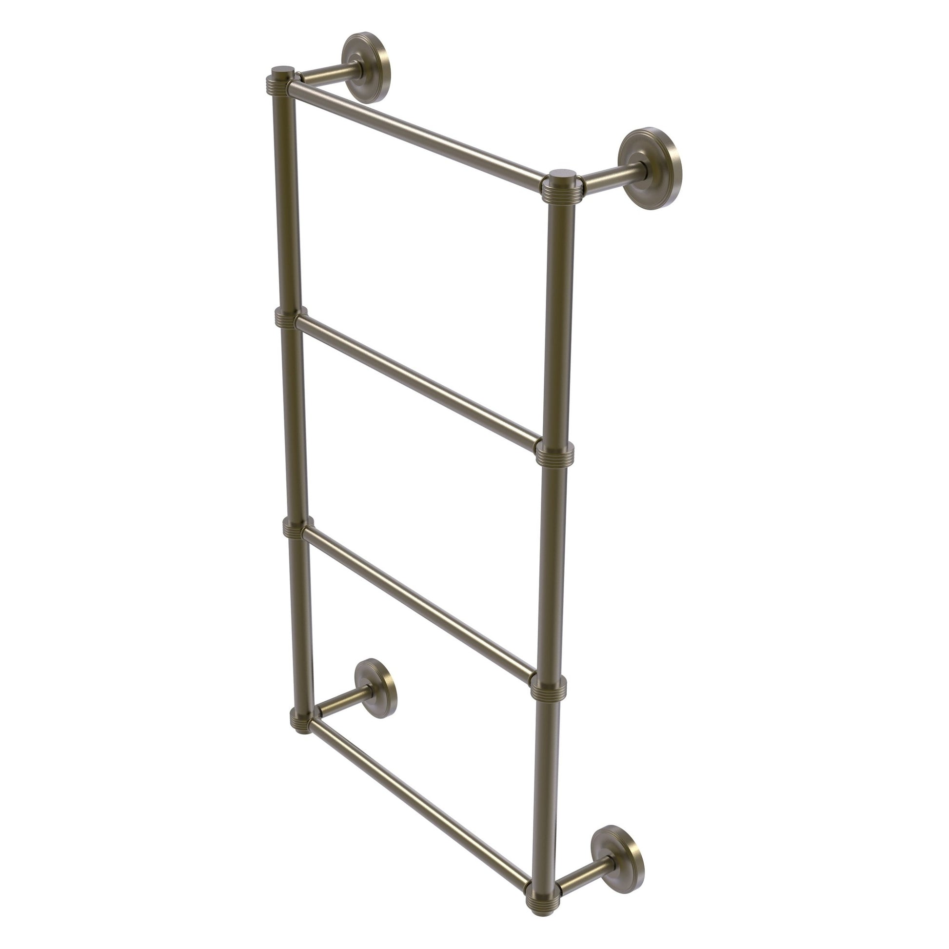 Allied Brass Prestige Regal 24" x 5.4" Antique Brass Solid Brass 4-Tier 24 Inch Ladder Towel Bar With Grooved Detail