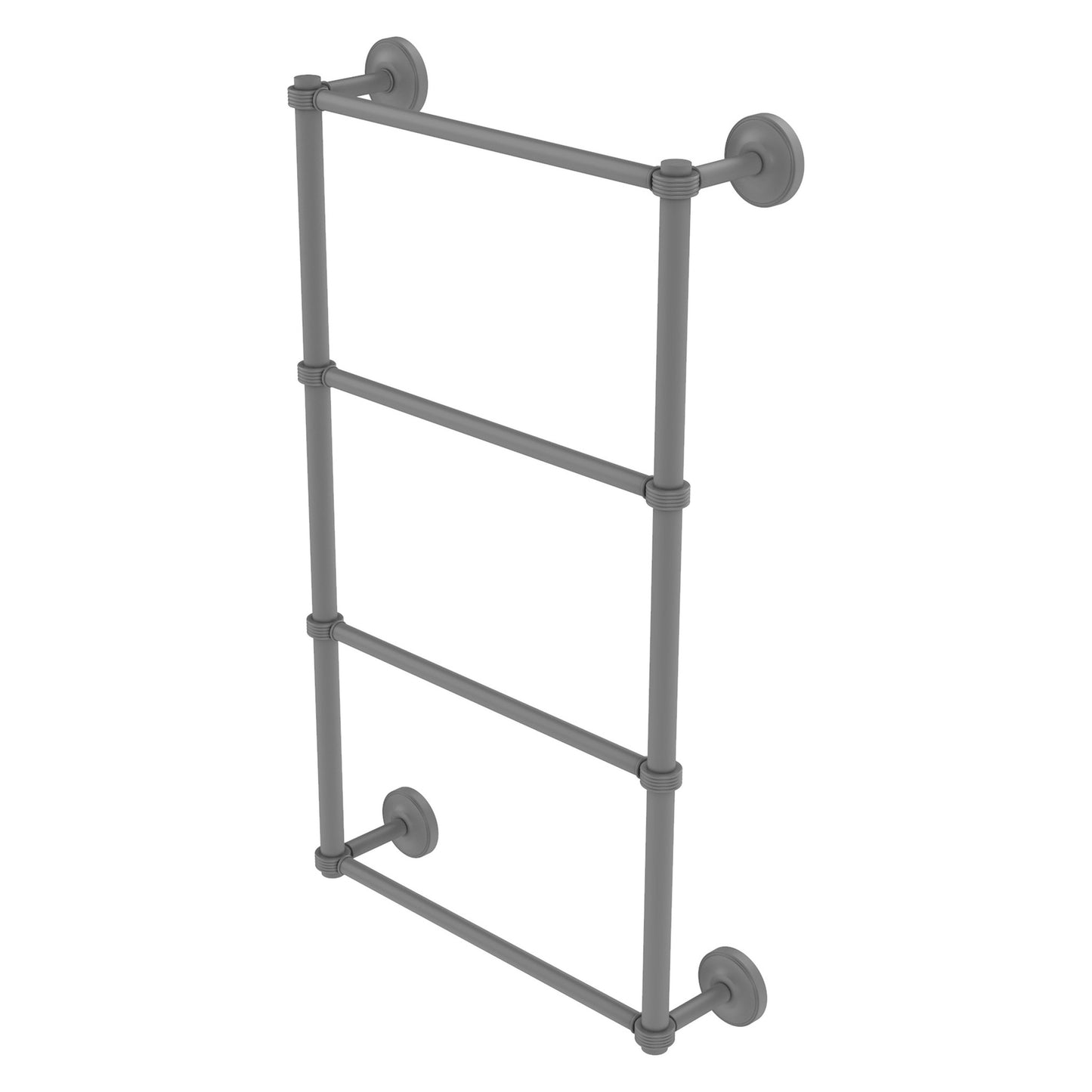 Allied Brass Prestige Regal 24" x 5.4" Matte Gray Solid Brass 4-Tier 24 Inch Ladder Towel Bar With Grooved Detail