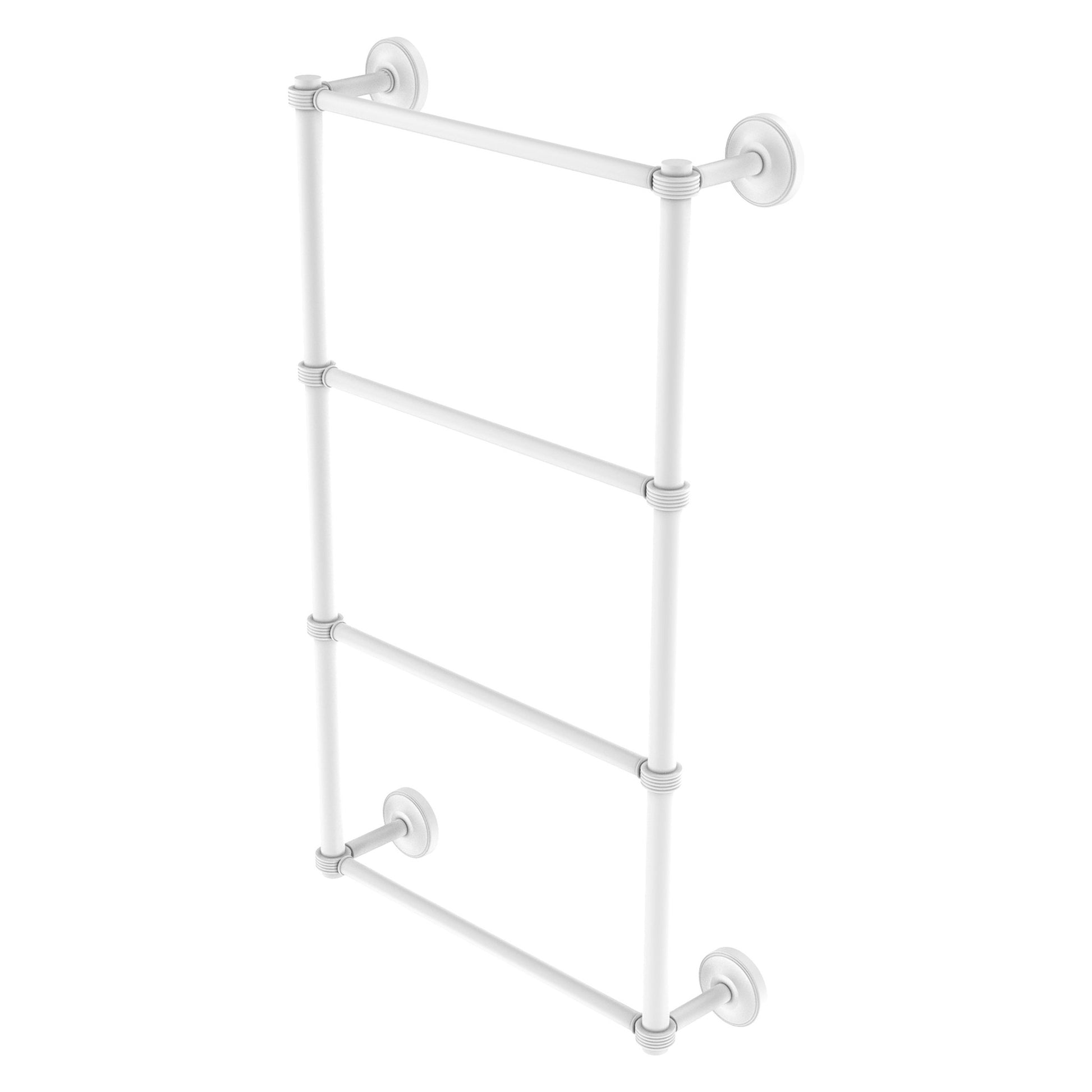 Allied Brass Prestige Regal 24" x 5.4" Matte White Solid Brass 4-Tier 24 Inch Ladder Towel Bar With Grooved Detail