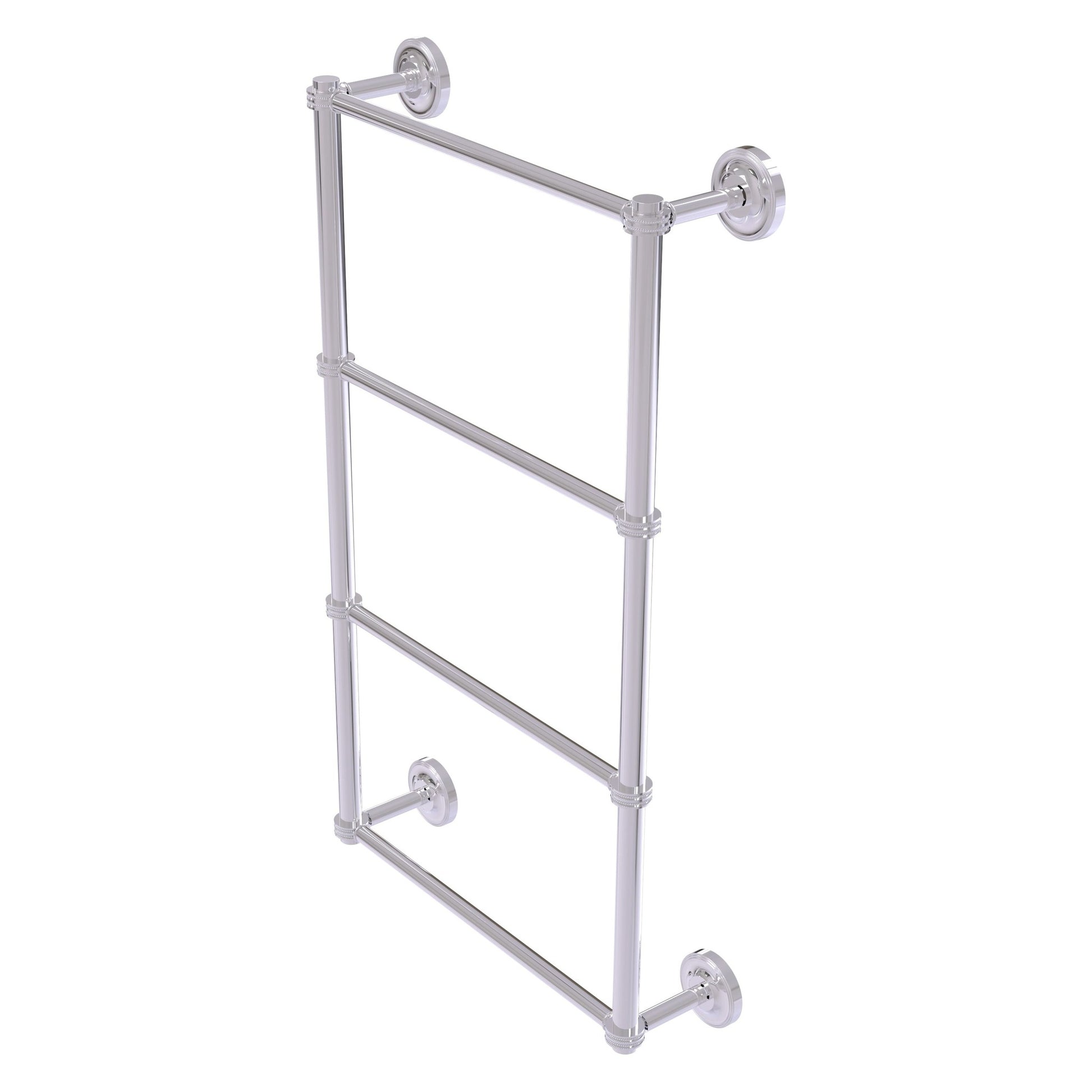Allied Brass Prestige Regal 24" x 5.4" Polished Chrome Solid Brass 4-Tier 24 Inch Ladder Towel Bar With Dotted Detail