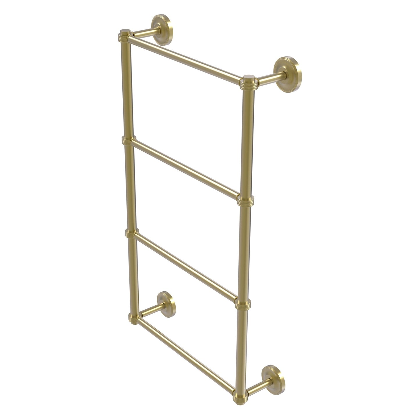 Allied Brass Prestige Regal 24" x 5.4" Satin Brass Solid Brass 4-Tier 24 Inch Ladder Towel Bar With Grooved Detail