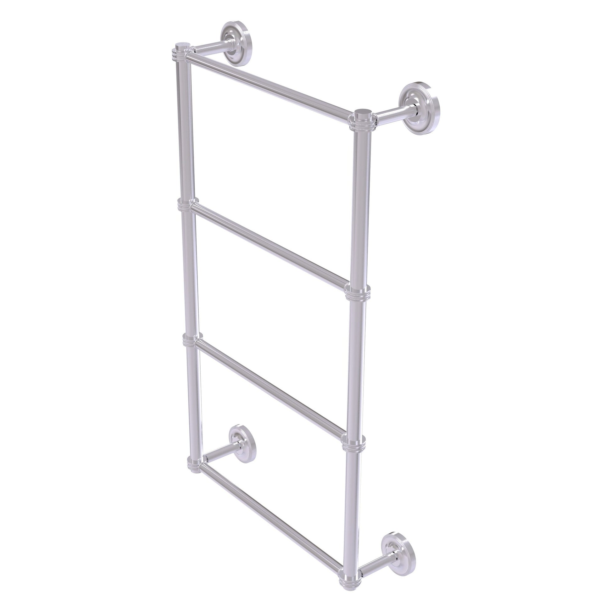 Allied Brass Prestige Regal 24" x 5.4" Satin Chrome Solid Brass 4-Tier 24 Inch Ladder Towel Bar With Dotted Detail