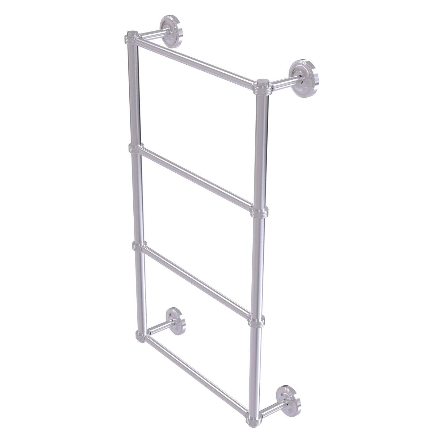 Allied Brass Prestige Regal 24" x 5.4" Satin Chrome Solid Brass 4-Tier 24 Inch Ladder Towel Bar With Grooved Detail