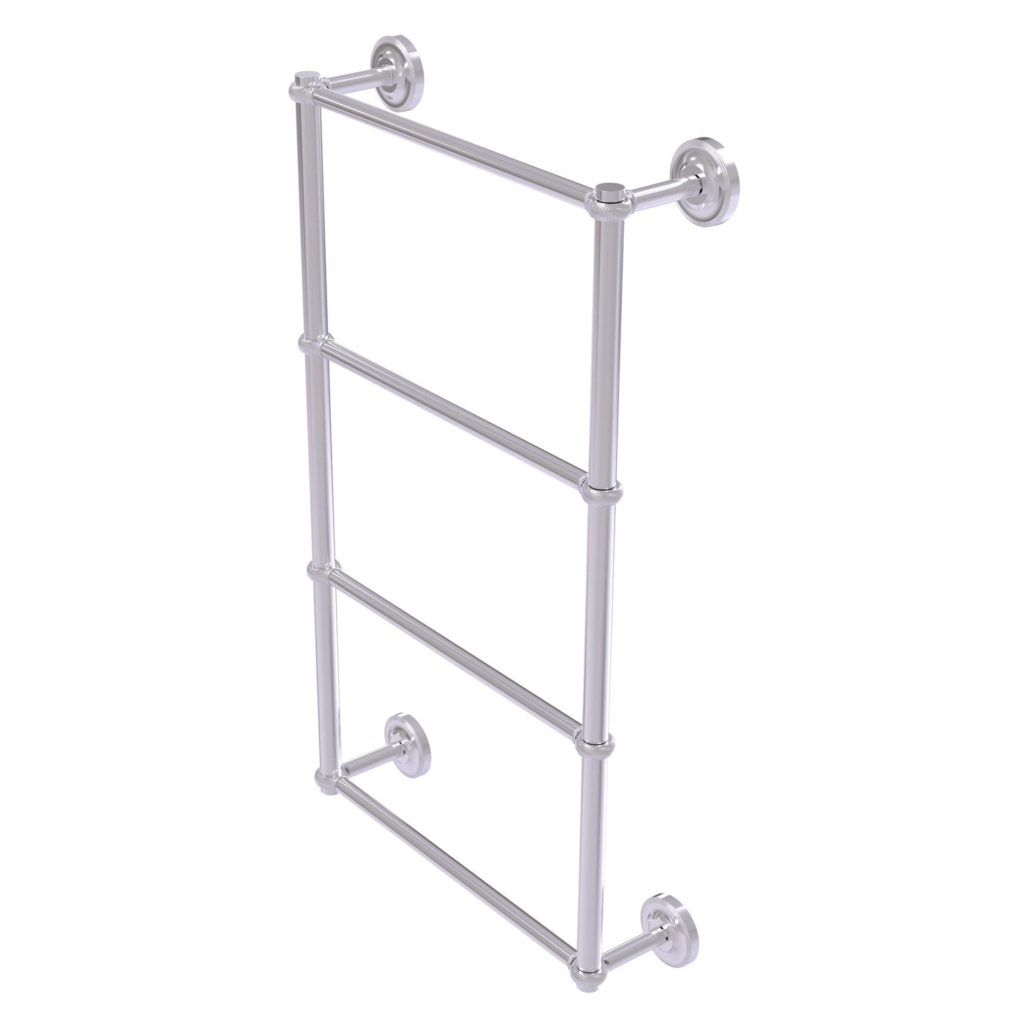 Allied Brass Prestige Regal 24" x 5.4" Satin Chrome Solid Brass 4-Tier 24 Inch Ladder Towel Bar With Twisted Detail