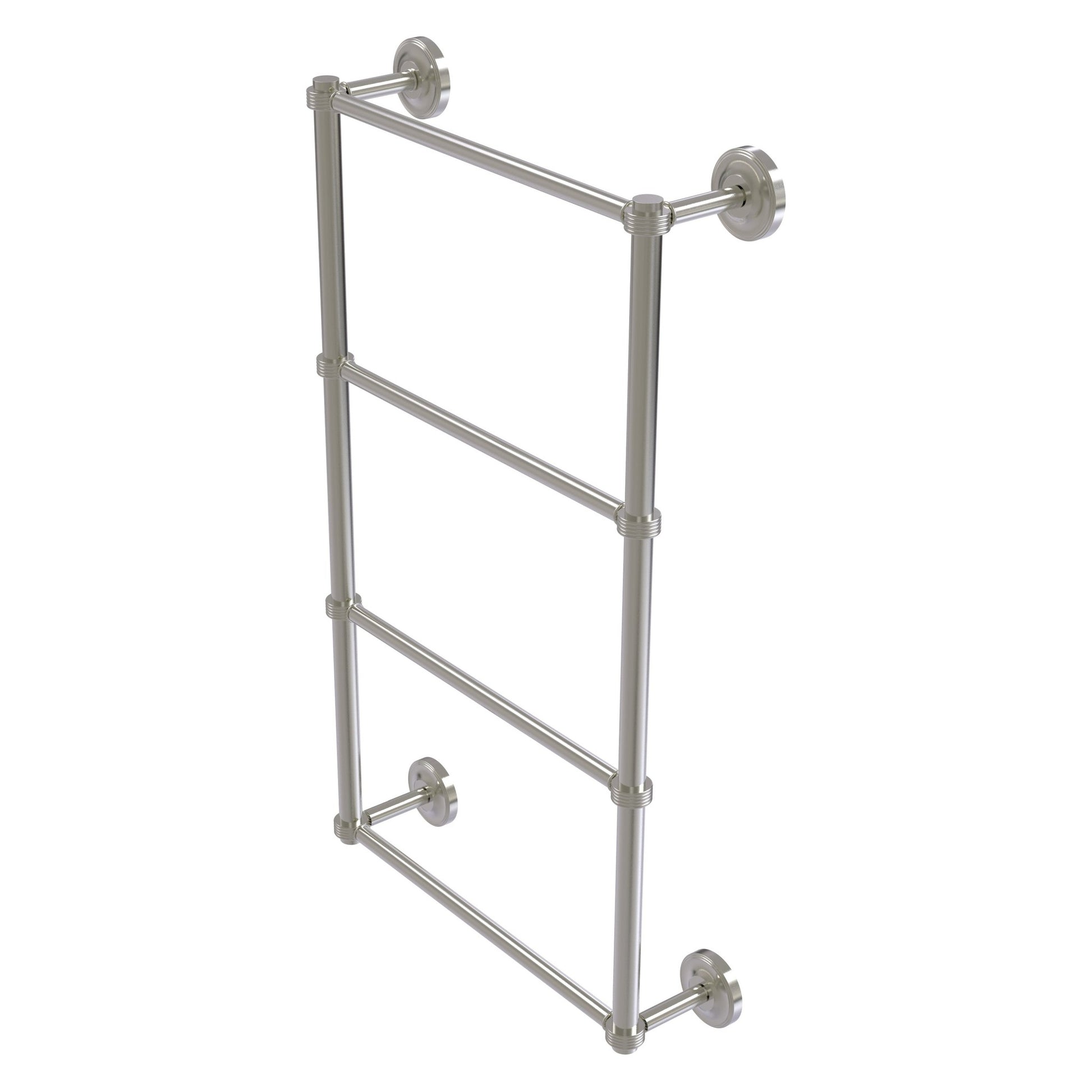 Allied Brass Prestige Regal 24" x 5.4" Satin Nickel Solid Brass 4-Tier 24 Inch Ladder Towel Bar With Grooved Detail