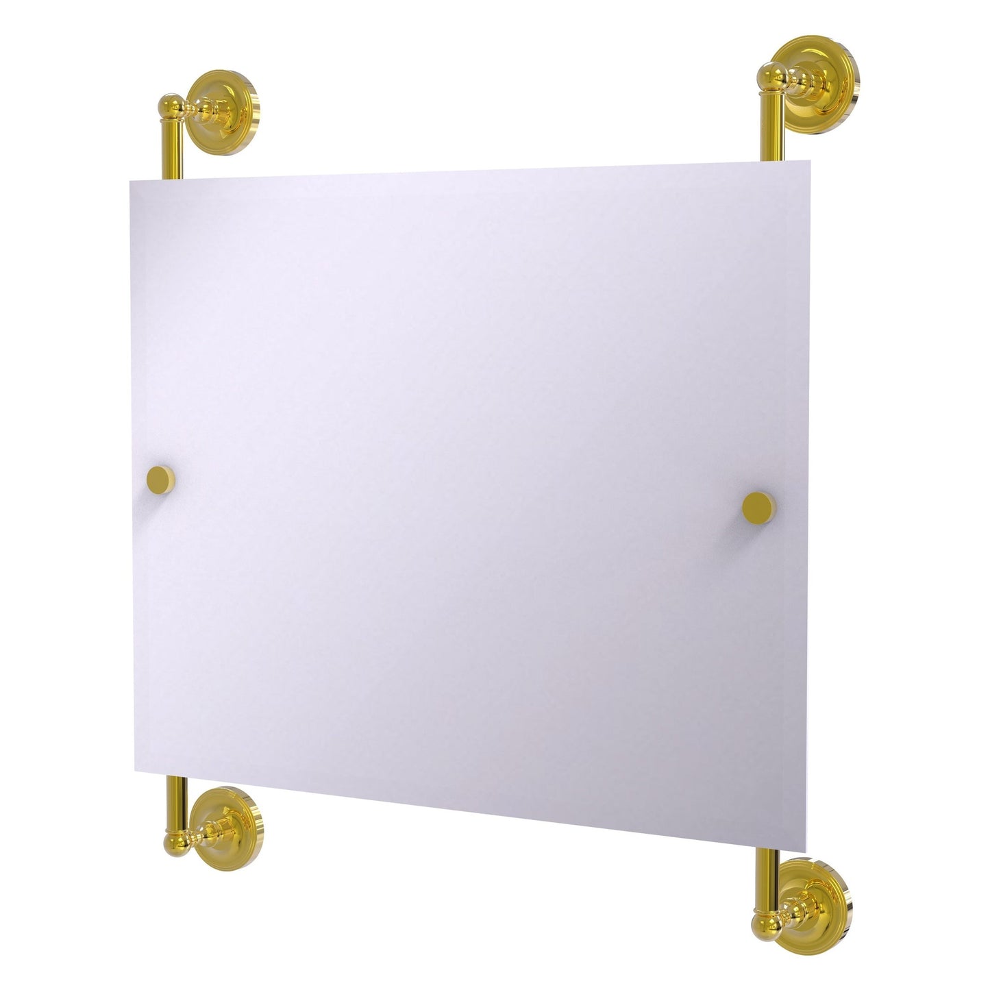 Allied Brass Prestige Regal 26" x 3.8" Polished Brass Solid Brass Landscape Rectangular Frameless Rail Mounted Mirror