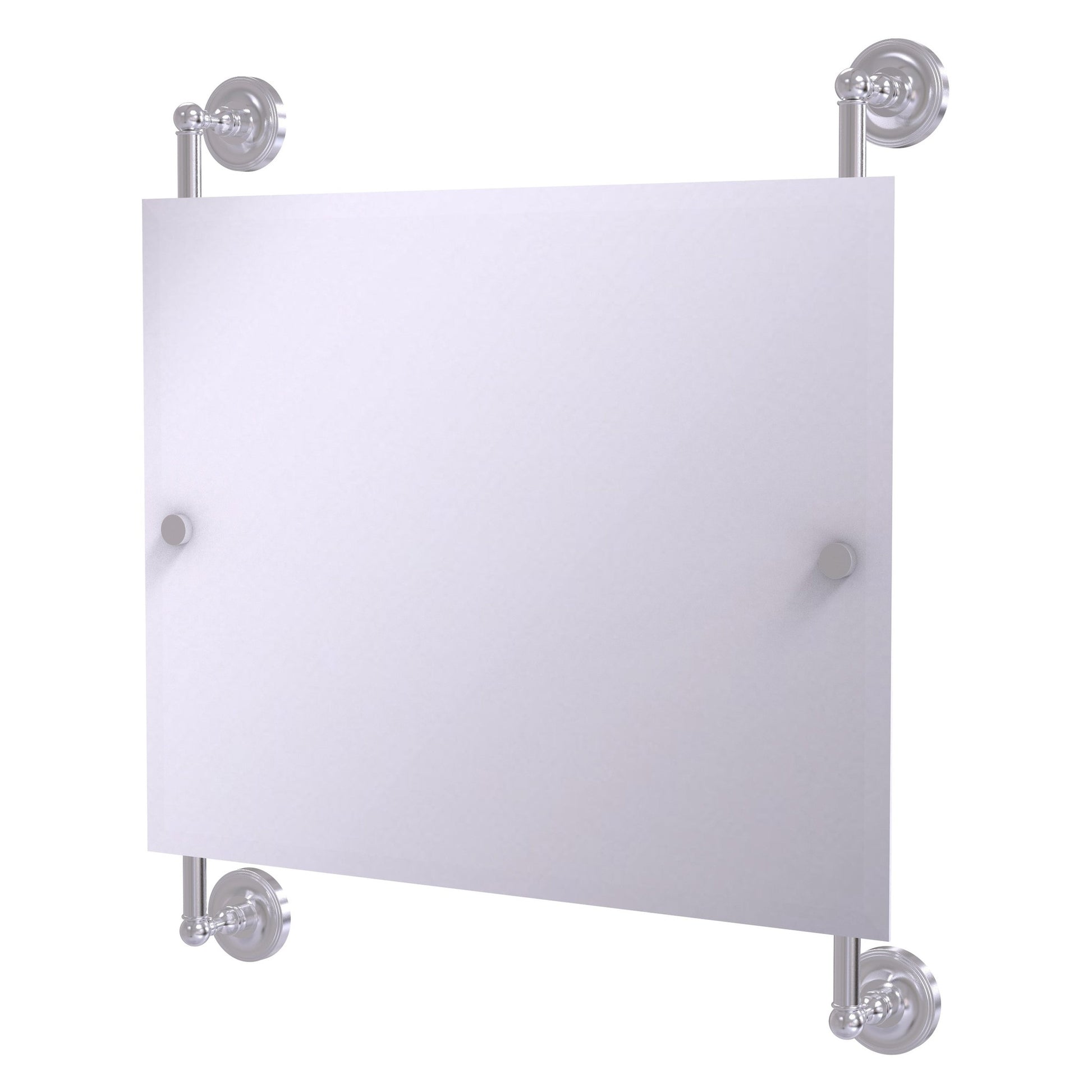 Allied Brass Prestige Regal 26" x 3.8" Satin Chrome Solid Brass Landscape Rectangular Frameless Rail Mounted Mirror