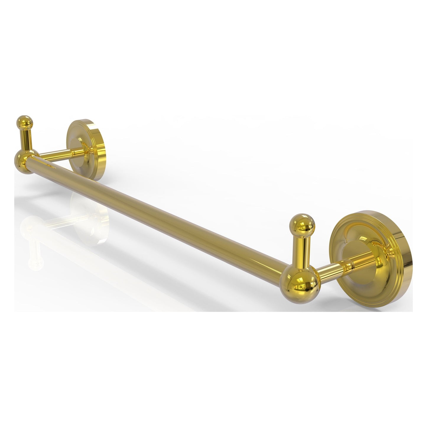 Allied Brass Prestige Regal 26.25" x 3.8" Polished Brass Solid Brass 24-Inch Towel Bar With Integrated Hooks