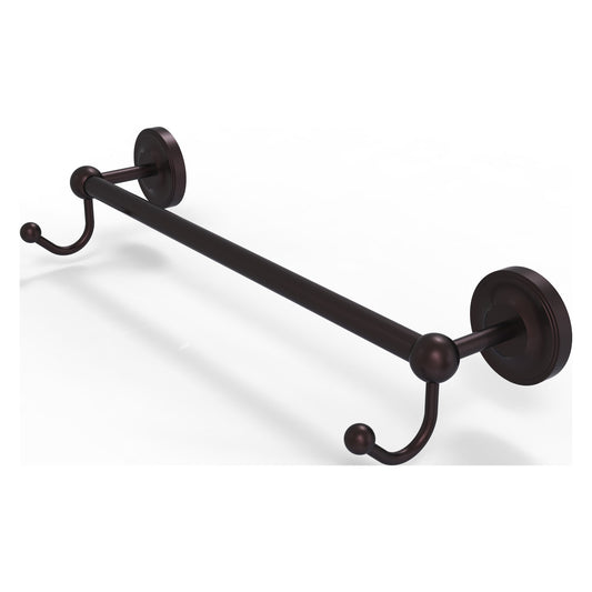 Allied Brass Prestige Regal 26.25" x 6" Antique Bronze Solid Brass 24-Inch Towel Bar With Integrated Hooks