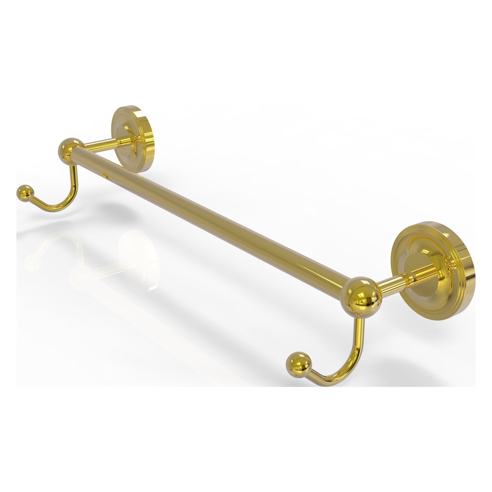 Allied Brass Prestige Regal 26.25" x 6" Polished Brass Solid Brass 24-Inch Towel Bar With Integrated Hooks