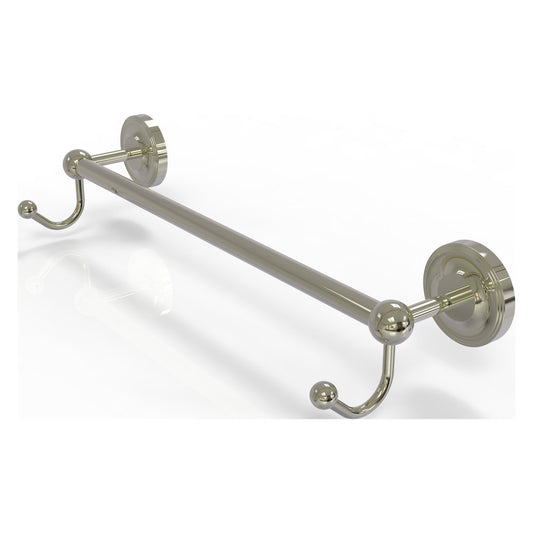 Allied Brass Prestige Regal 26.25" x 6" Polished Nickel Solid Brass 24-Inch Towel Bar With Integrated Hooks