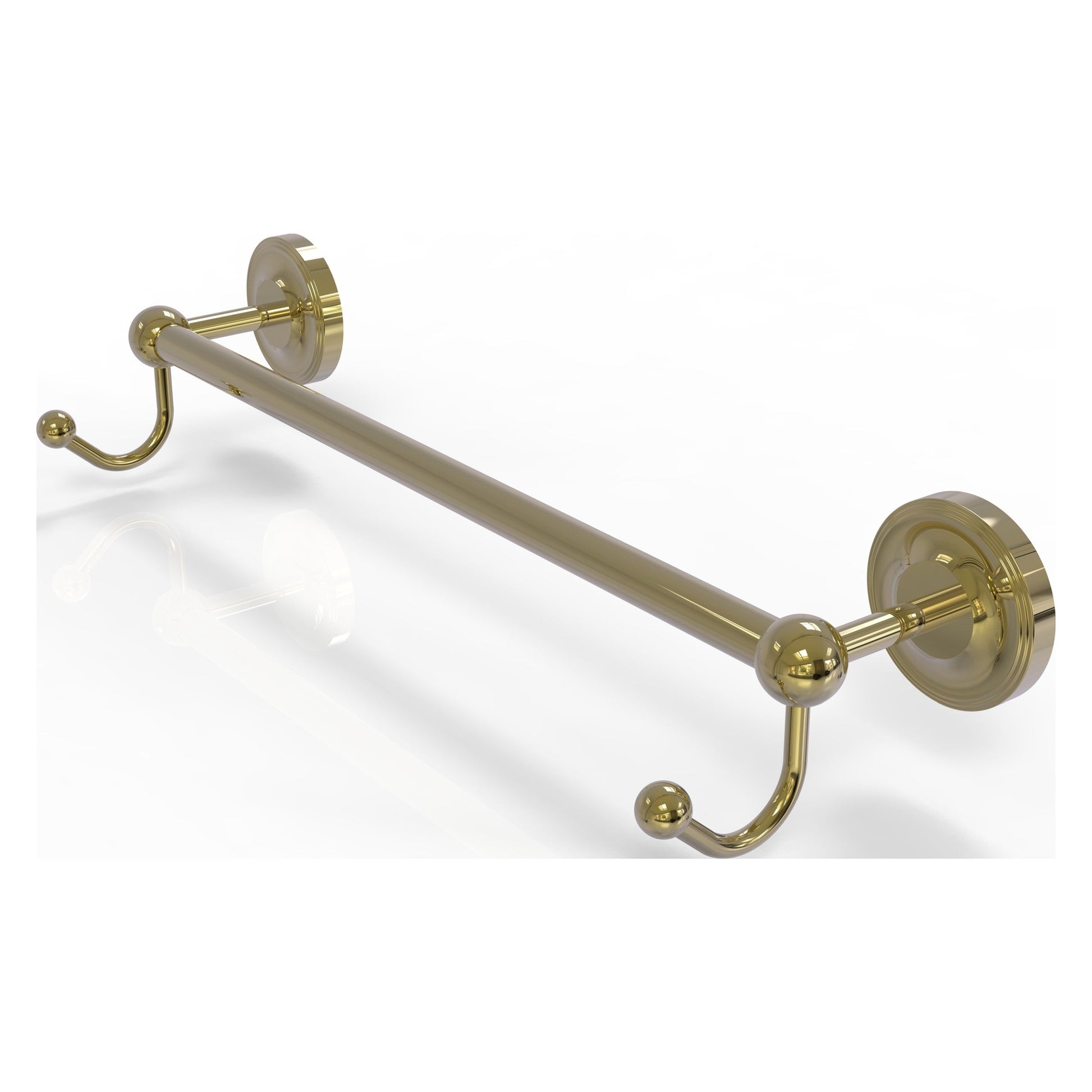 Allied Brass Prestige Regal 26.25" x 6" Unlacquered Brass Solid Brass 24-Inch Towel Bar With Integrated Hooks