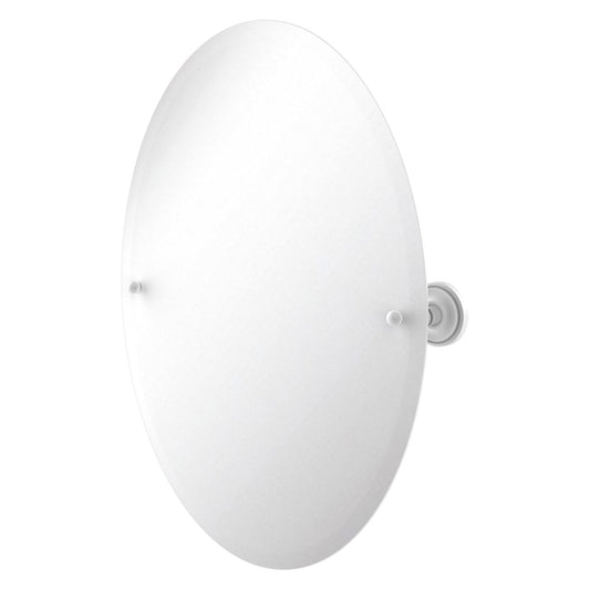 Allied Brass Prestige Regal 29" x 21" Matte White Solid Brass Frameless Oval Tilt Mirror With Beveled Edge