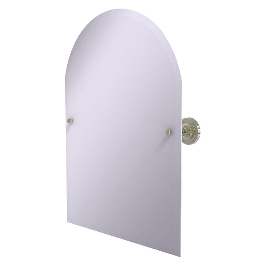 Allied Brass Prestige Regal 29" x 21" Polished Nickel Solid Brass Frameless Arched Top Tilt Mirror With Beveled Edge