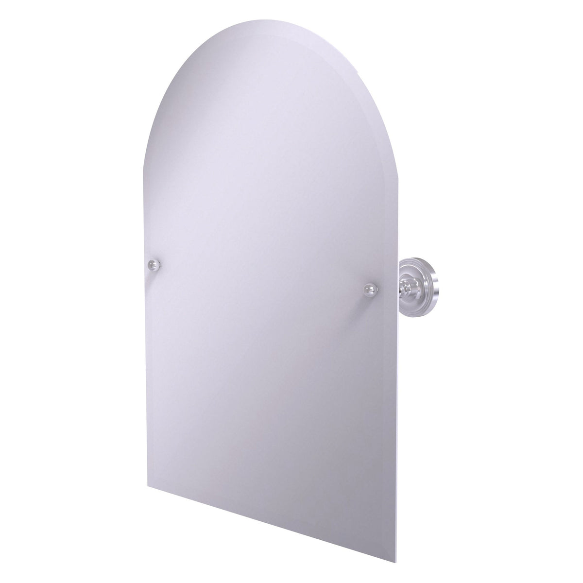 Allied Brass Prestige Regal 29" x 21" Satin Chrome Solid Brass Frameless Arched Top Tilt Mirror With Beveled Edge
