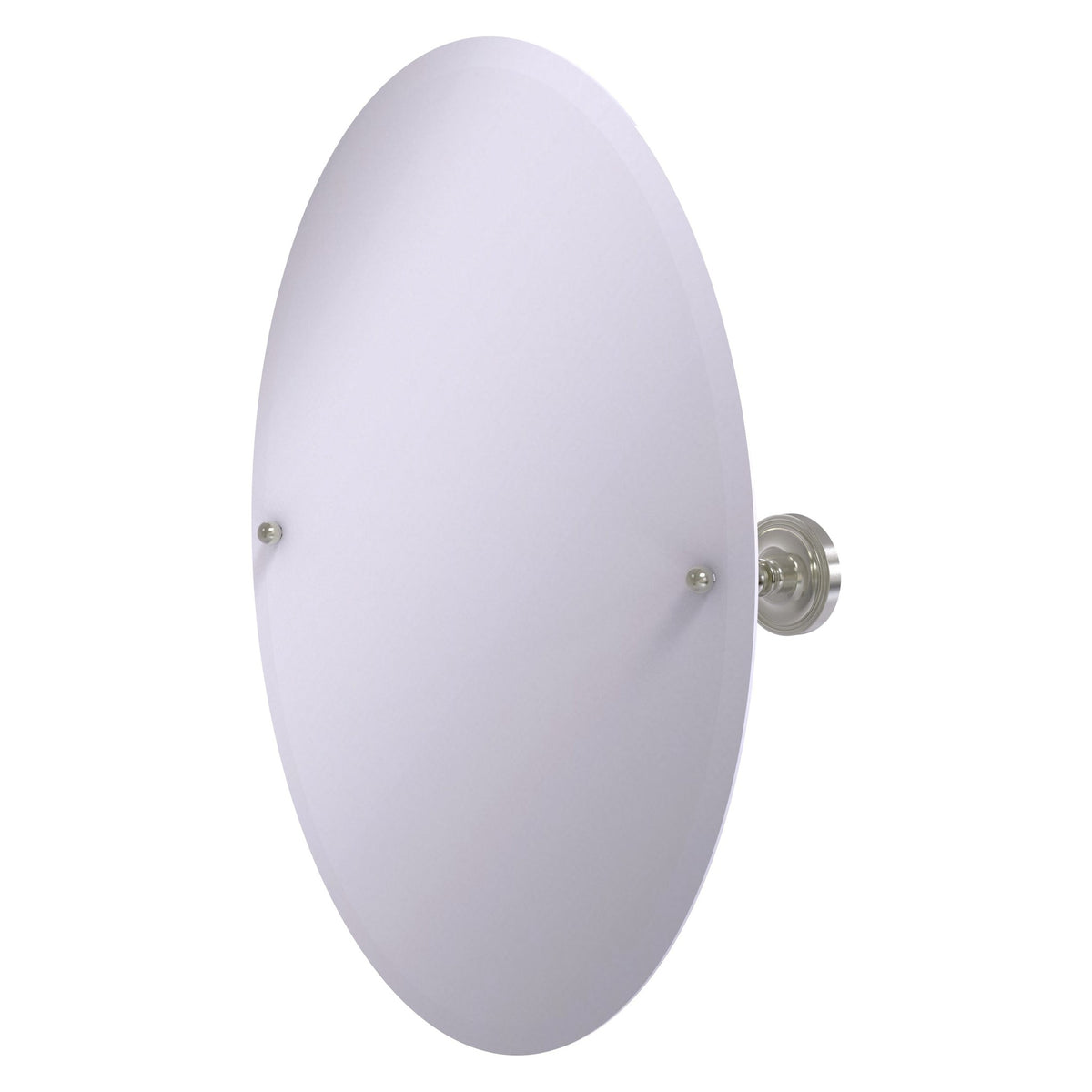 Allied Brass Prestige Regal 29" x 21" Satin Nickel Solid Brass Frameless Oval Tilt Mirror With Beveled Edge