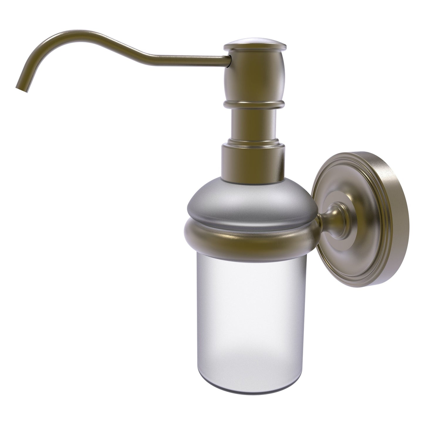 Allied Brass Prestige Regal 3" x 3" Antique Brass Solid Brass Wall-Mounted Soap Dispenser