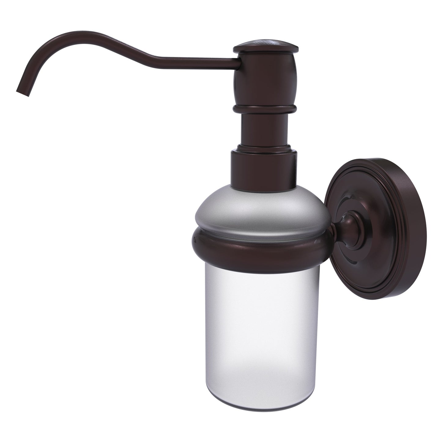 Allied Brass Prestige Regal 3" x 3" Antique Bronze Solid Brass Wall-Mounted Soap Dispenser