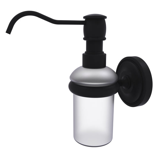 Allied Brass Prestige Regal 3" x 3" Matte Black Solid Brass Wall-Mounted Soap Dispenser