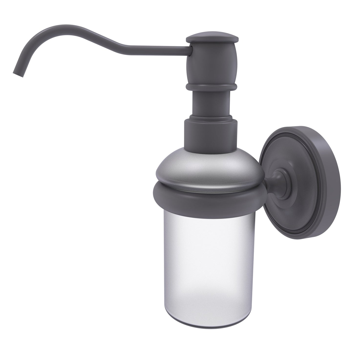 Allied Brass Prestige Regal 3" x 3" Matte Gray Solid Brass Wall-Mounted Soap Dispenser