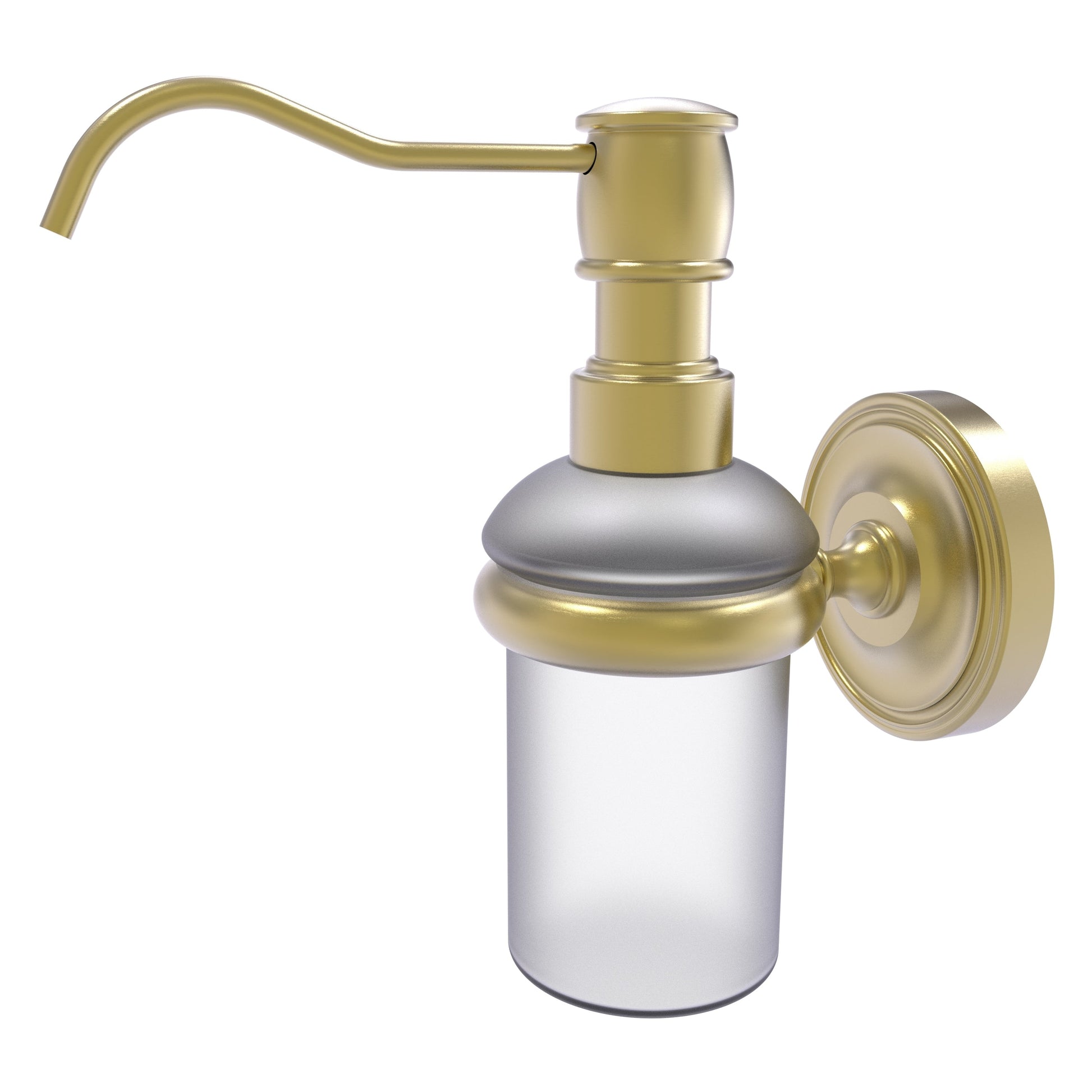 Allied Brass Prestige Regal 3" x 3" Satin Brass Solid Brass Wall-Mounted Soap Dispenser