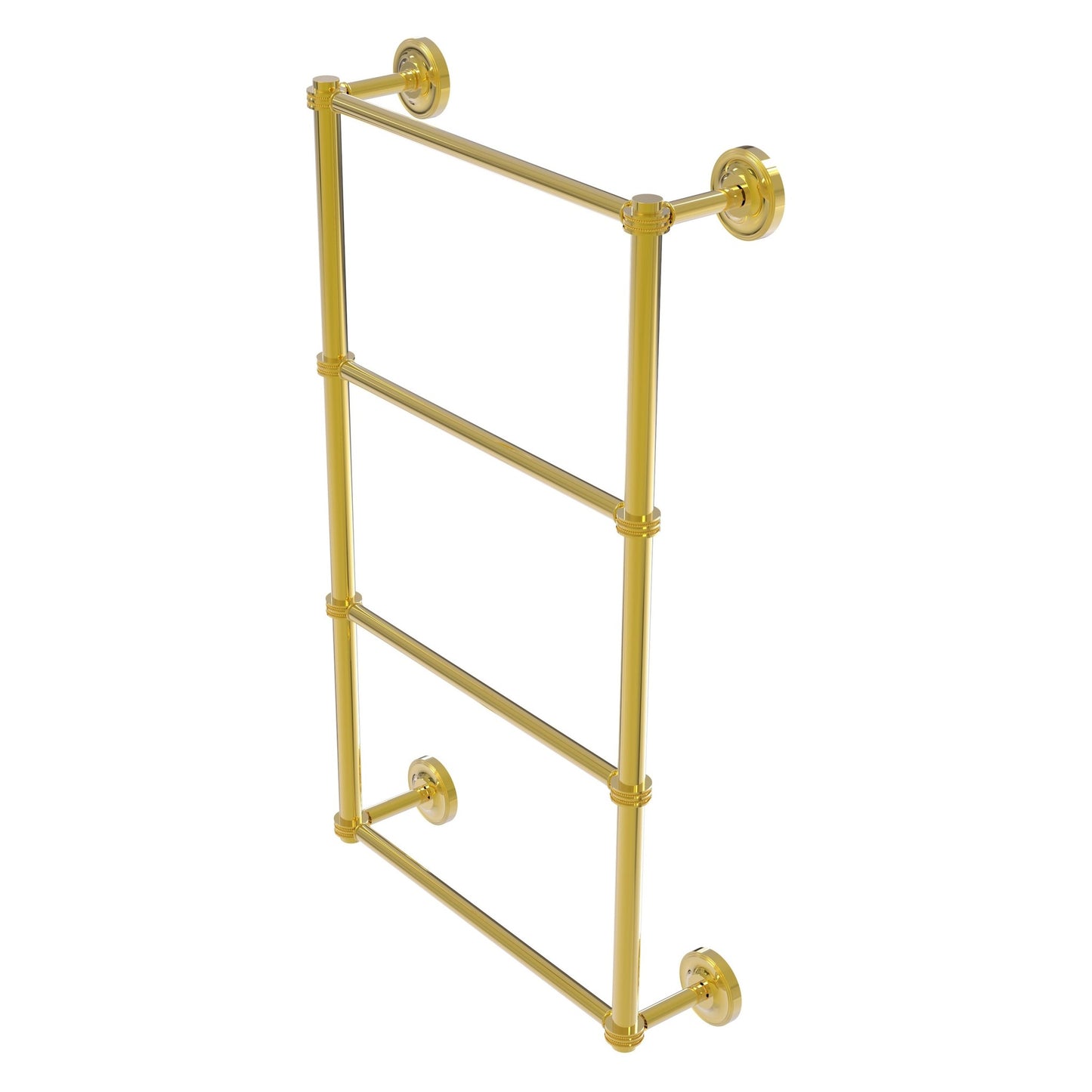 Allied Brass Prestige Regal 30" x 5.4" Polished Brass Solid Brass 4-Tier 30 Inch Ladder Towel Bar With Dotted Detail