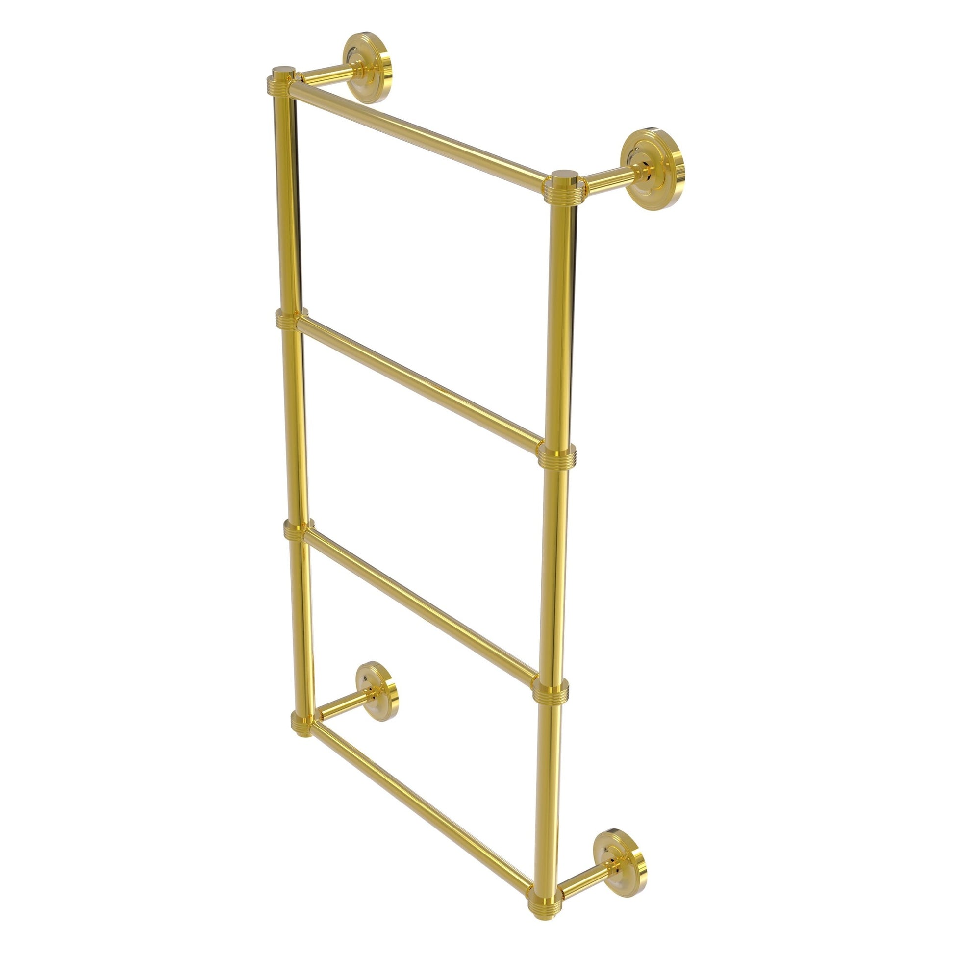 Allied Brass Prestige Regal 30" x 5.4" Polished Brass Solid Brass 4-Tier 30 Inch Ladder Towel Bar With Grooved Detail