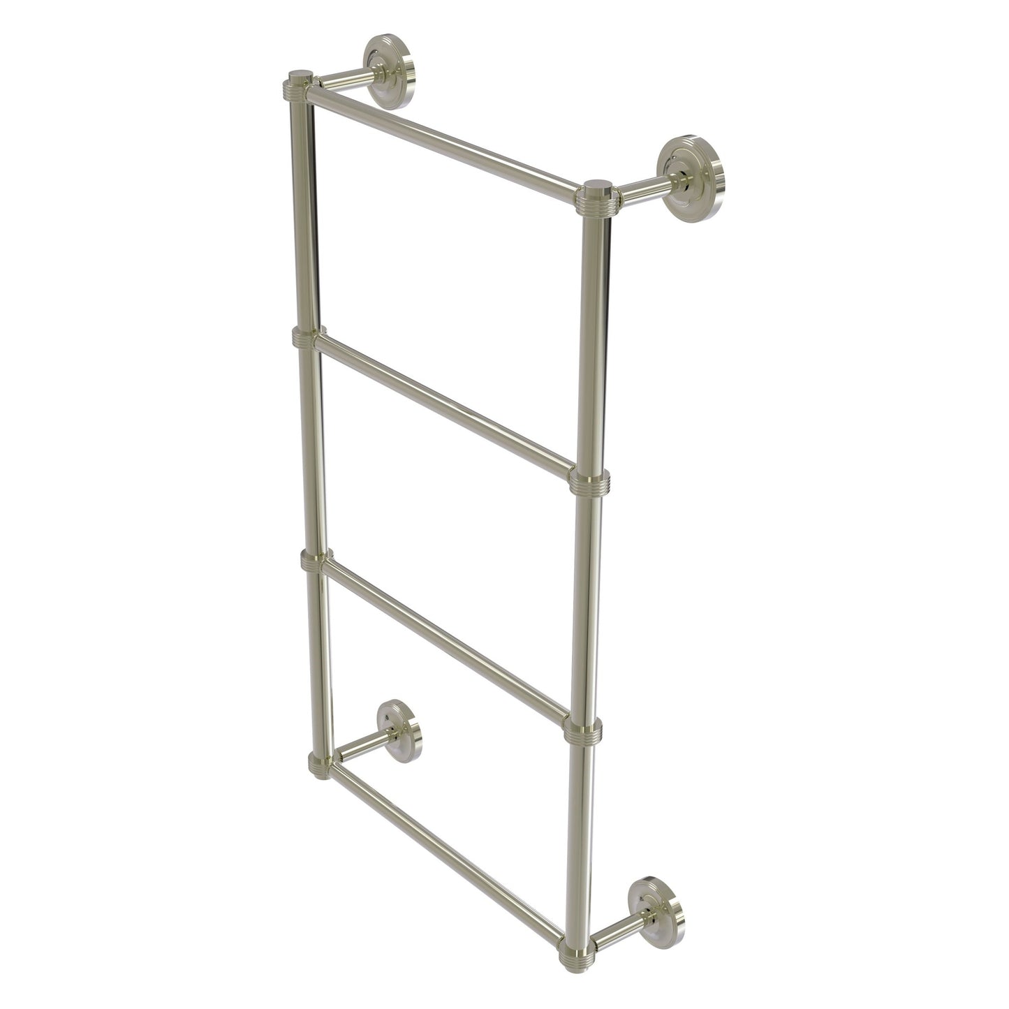 Allied Brass Prestige Regal 30" x 5.4" Polished Nickel Solid Brass 4-Tier 30 Inch Ladder Towel Bar With Grooved Detail