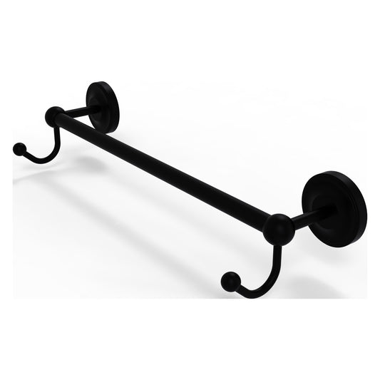 Allied Brass Prestige Regal 32.25" x 6" Matte Black Solid Brass 30 -Inch Towel Bar With Integrated Hooks