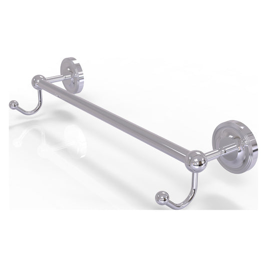 Allied Brass Prestige Regal 32.25" x 6" Polished Chrome Solid Brass 30 -Inch Towel Bar With Integrated Hooks