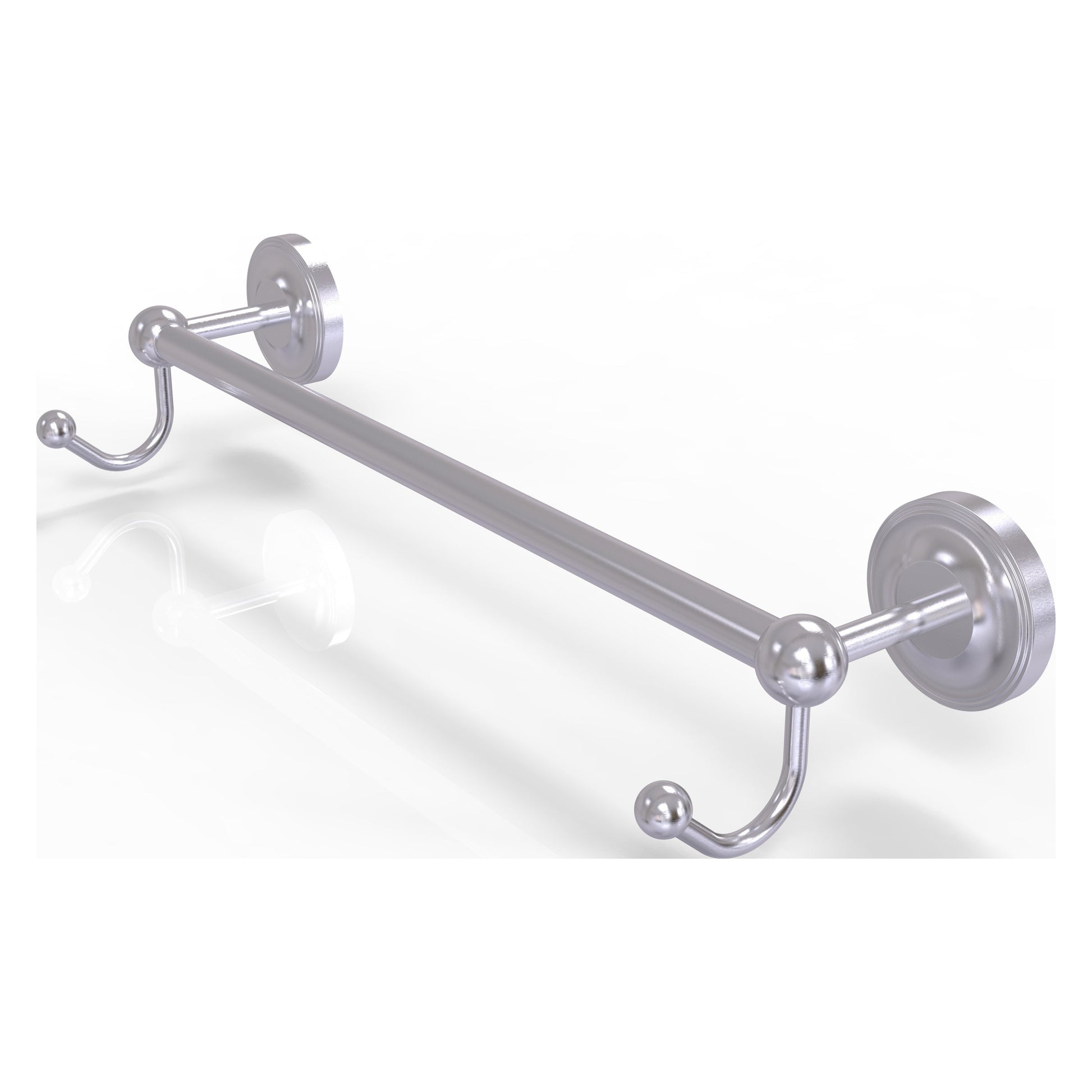 Allied Brass Prestige Regal 32.25" x 6" Satin Chrome Solid Brass 30 -Inch Towel Bar With Integrated Hooks