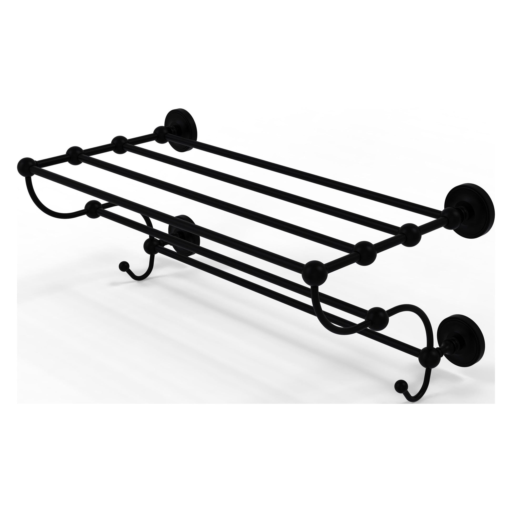 Allied Brass Prestige Regal 36" x 14" Matte Black Solid Brass 36-Inch Train Rack Towel Shelf