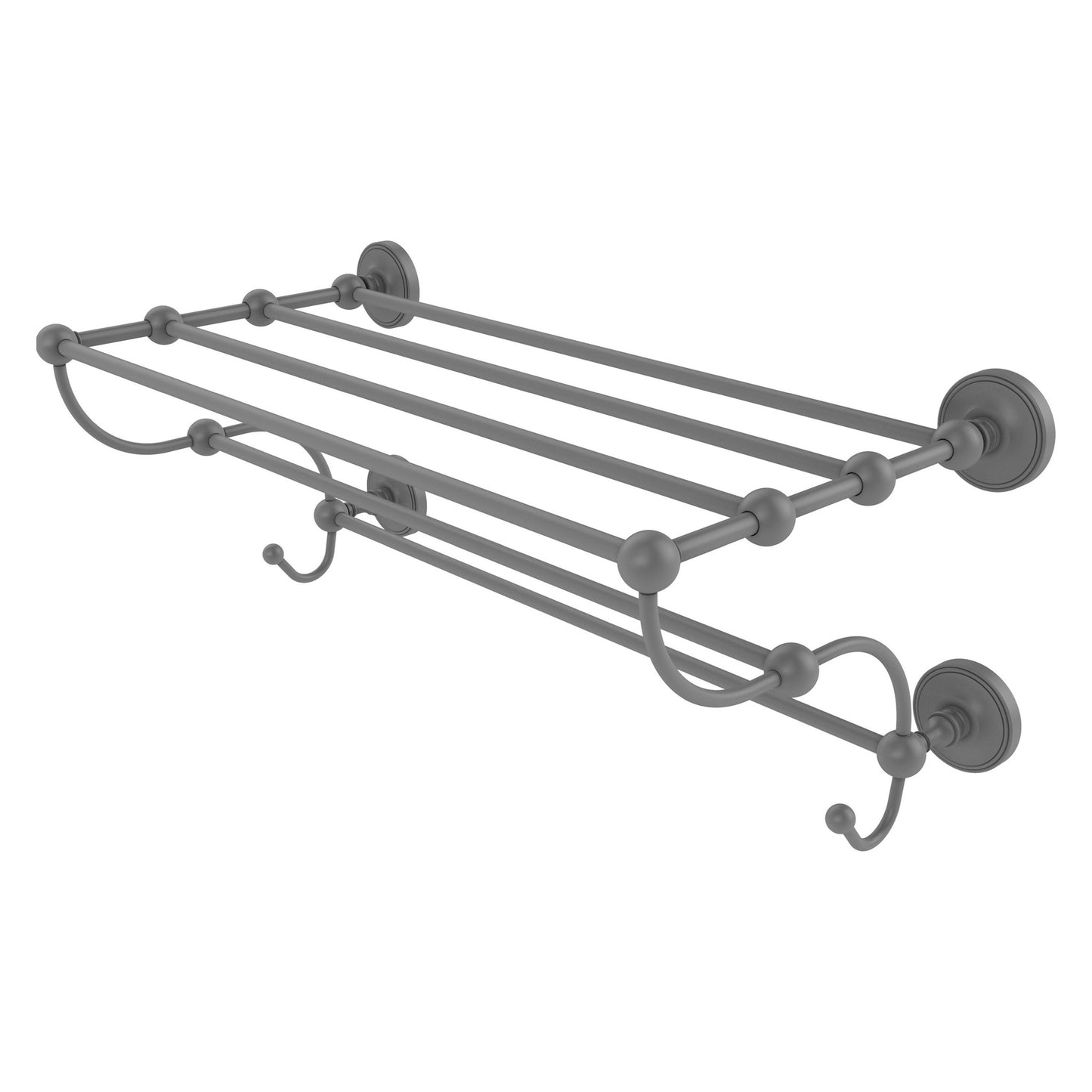 Allied Brass Prestige Regal 36" x 14" Matte Gray Solid Brass 36-Inch Train Rack Towel Shelf