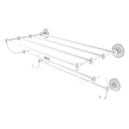 Allied Brass Prestige Regal 36" x 14" Matte White Solid Brass 36-Inch Train Rack Towel Shelf