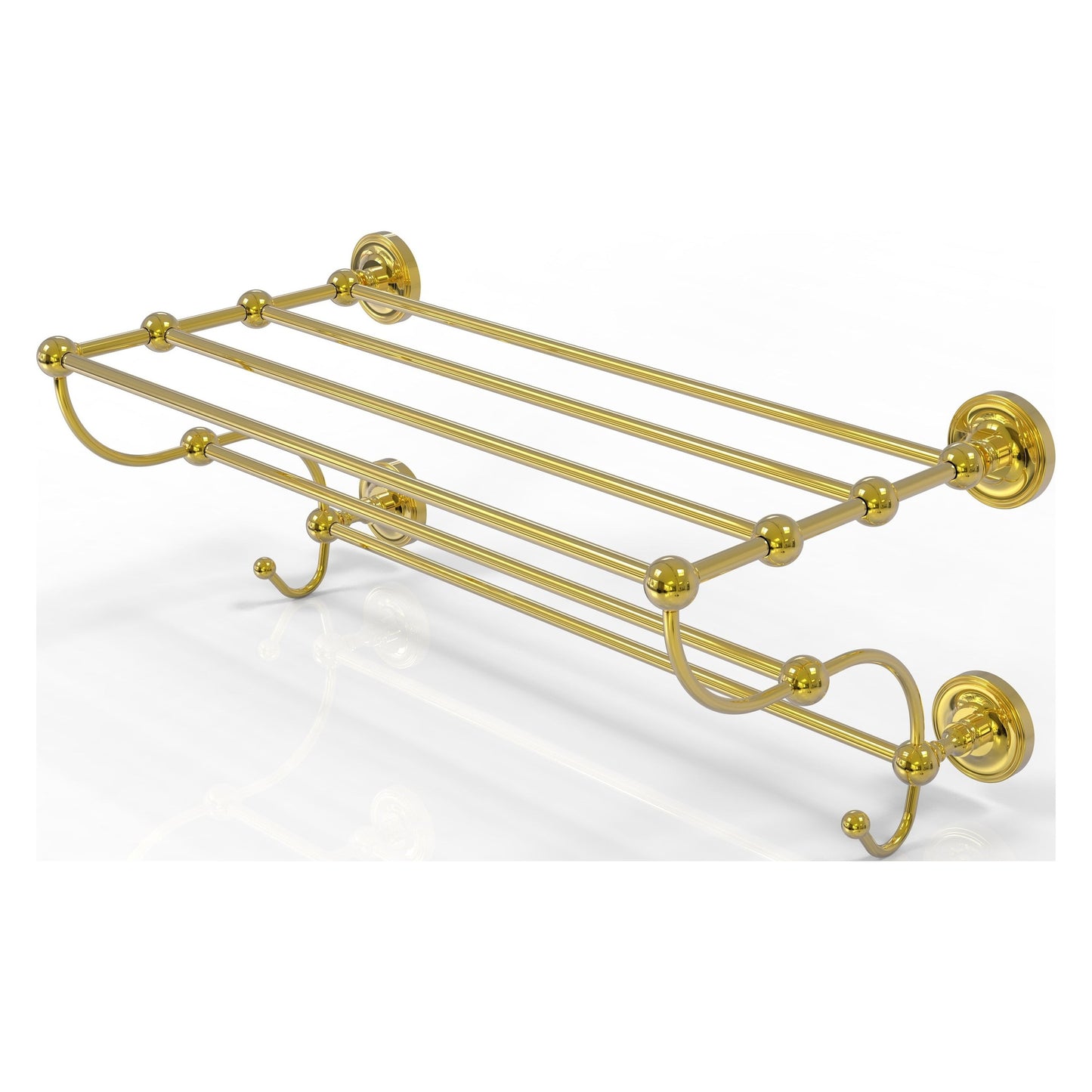 Allied Brass Prestige Regal 36" x 14" Polished Brass Solid Brass 36-Inch Train Rack Towel Shelf