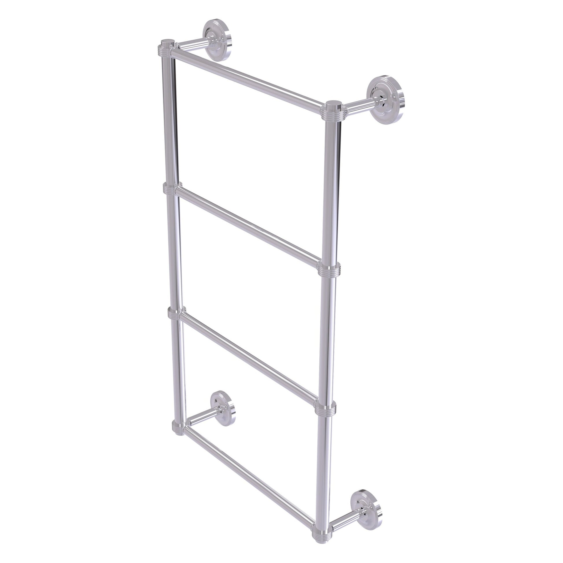 Allied Brass Prestige Regal 36" x 5.4" Polished Chrome Solid Brass 4-Tier 36 Inch Ladder Towel Bar With Grooved Detail