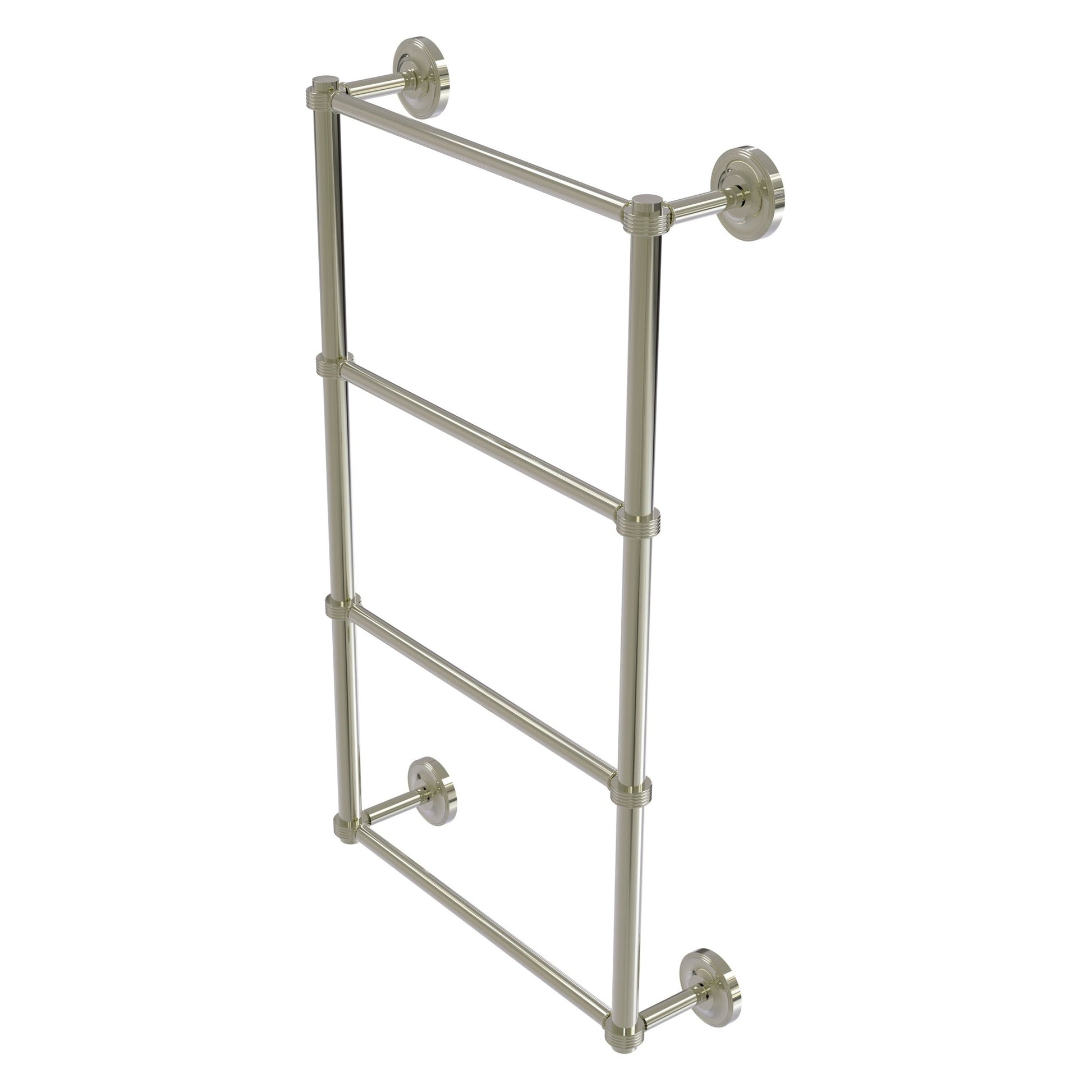 Allied Brass Prestige Regal 36" x 5.4" Polished Nickel Solid Brass 4-Tier 36 Inch Ladder Towel Bar With Grooved Detail