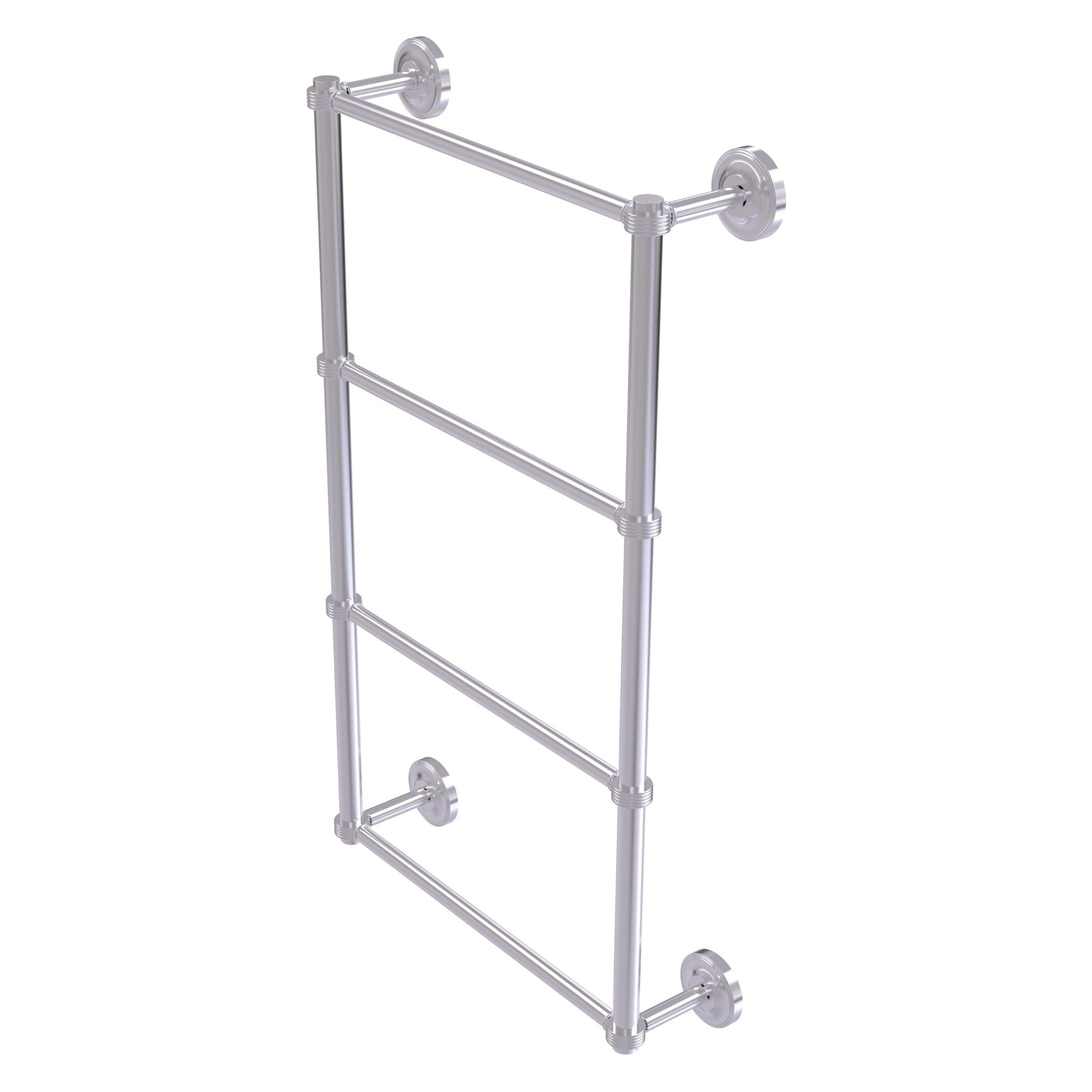 Allied Brass Prestige Regal 36" x 5.4" Satin Chrome Solid Brass 4-Tier 36 Inch Ladder Towel Bar With Grooved Detail