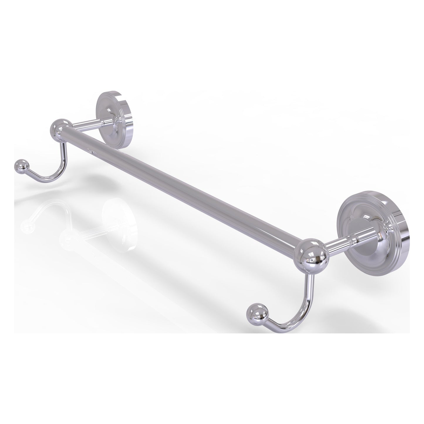 Allied Brass Prestige Regal 38.25" x 6" Polished Chrome Solid Brass 36-Inch Towel Bar With Integrated Hooks