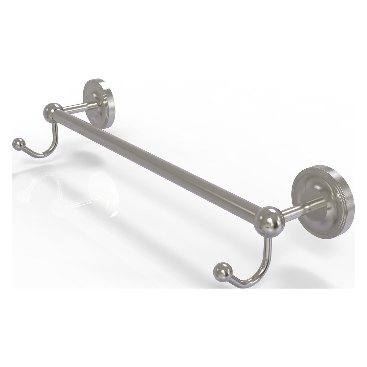 Allied Brass Prestige Regal 38.25" x 6" Satin Nickel Solid Brass 36-Inch Towel Bar With Integrated Hooks