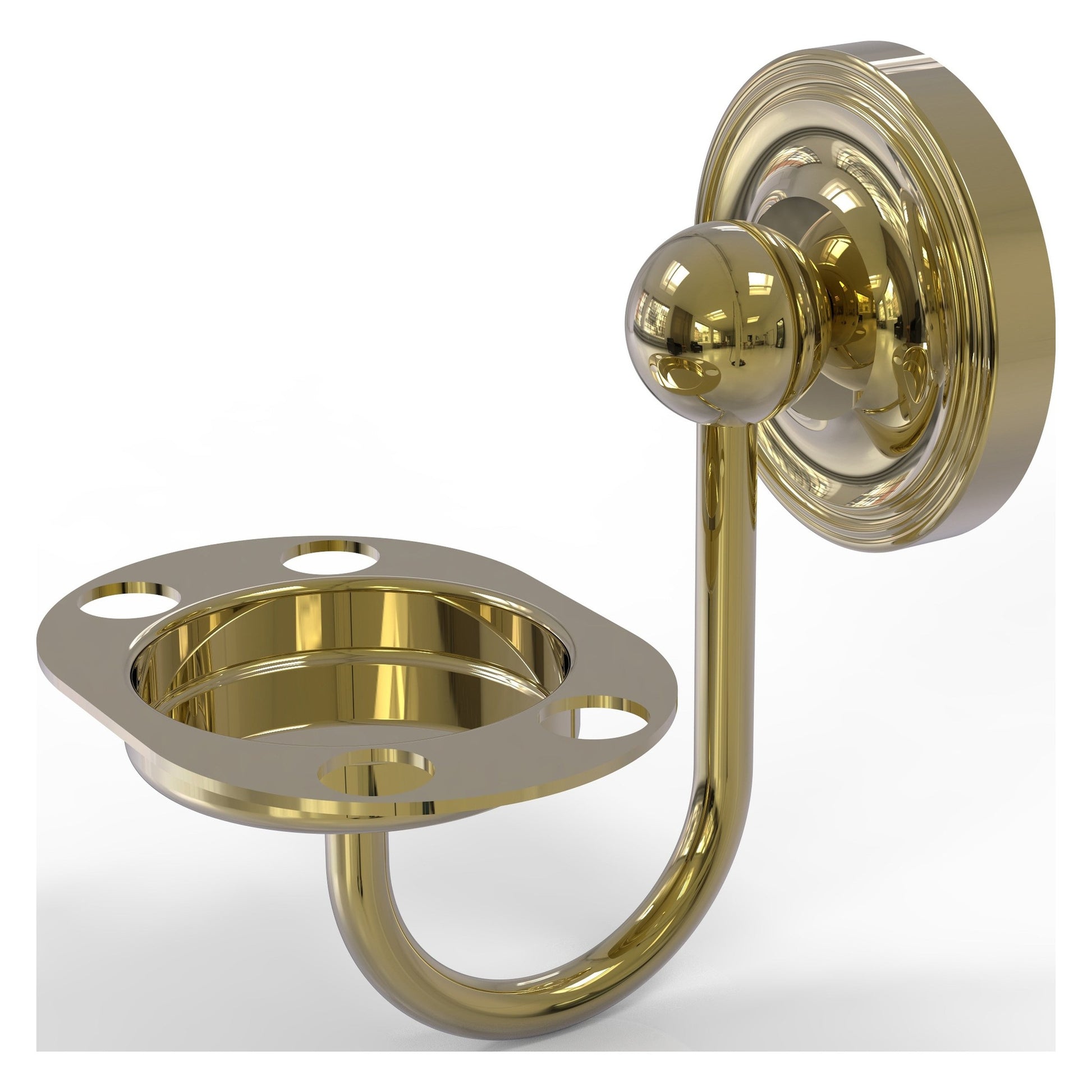 Allied Brass Prestige Regal 4.5" x 3.5" Unlacquered Brass Solid Brass Tumbler and Toothbrush Holder