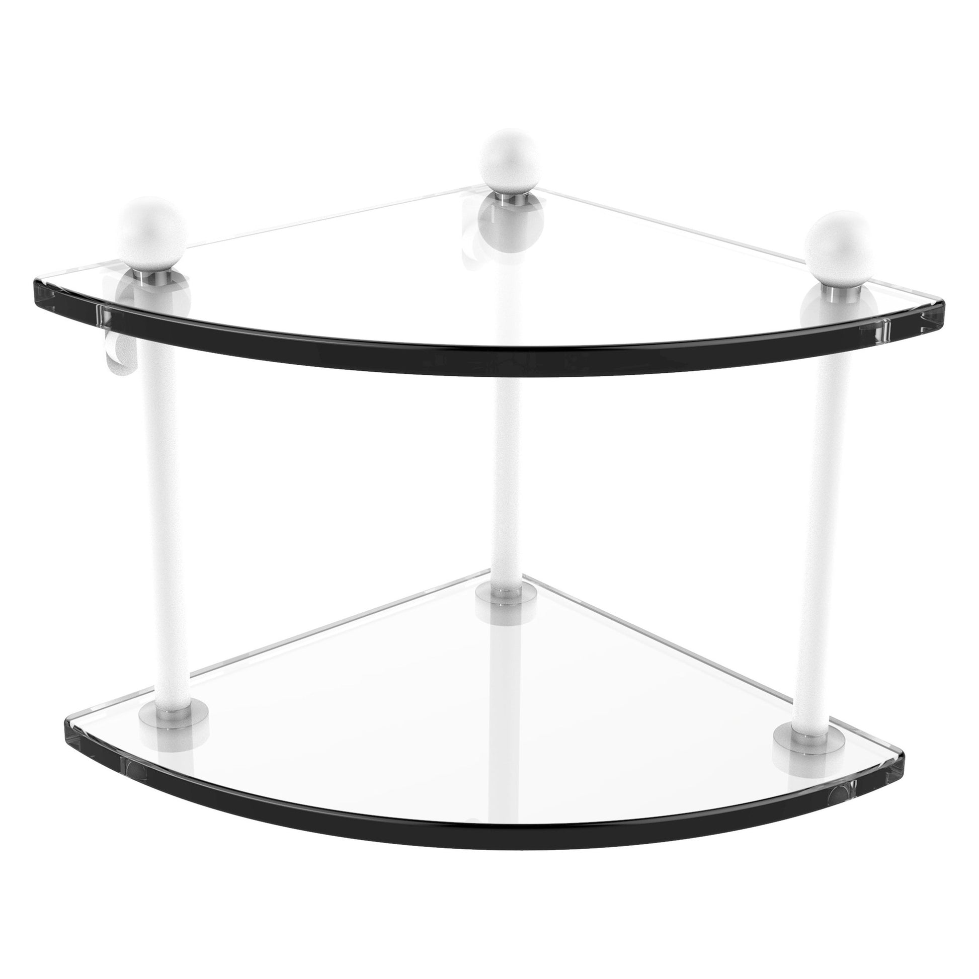 Allied Brass Prestige Regal 8" x 8" Matte White Solid Brass Two-Tier Corner Glass Shelf