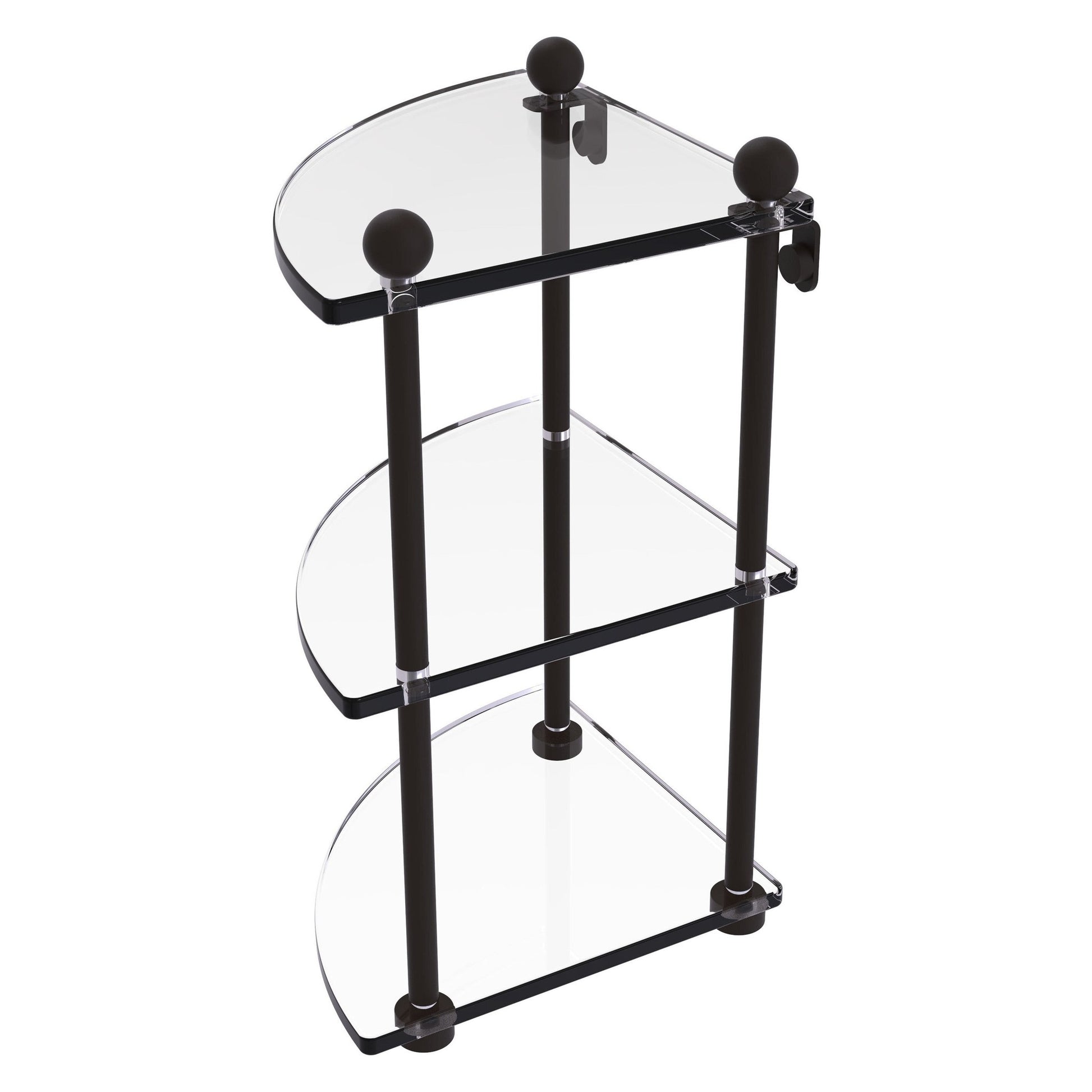 Allied Brass Prestige Regal 8" x 8" Oil Rubbed Bronze Solid Brass Three Tier Corner Glass Shelf