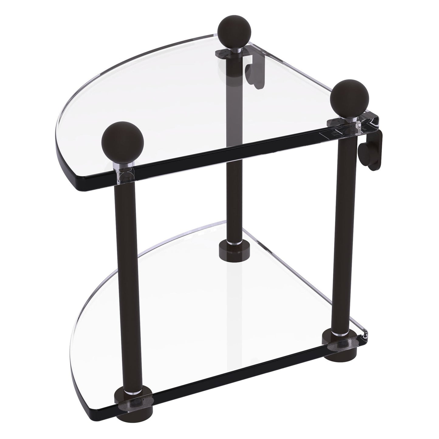 Allied Brass Prestige Regal 8" x 8" Oil Rubbed Bronze Solid Brass Two-Tier Corner Glass Shelf